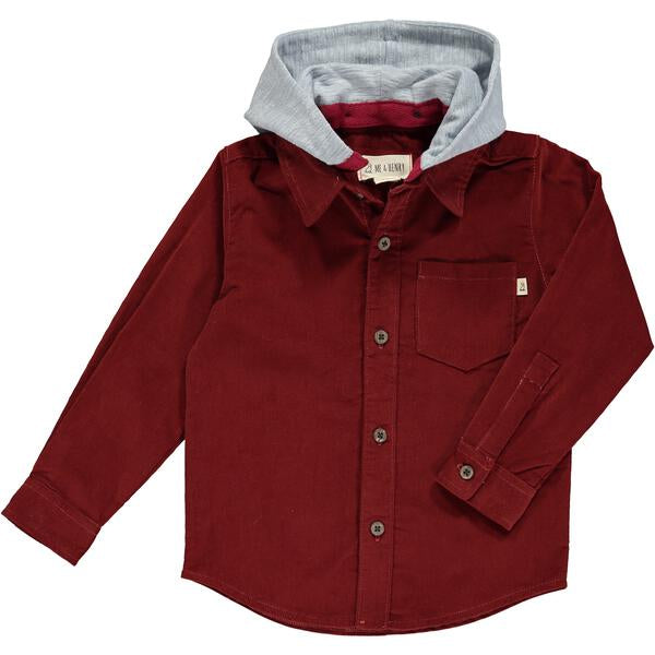 Red Corduroy Long Sleeve w/Hood