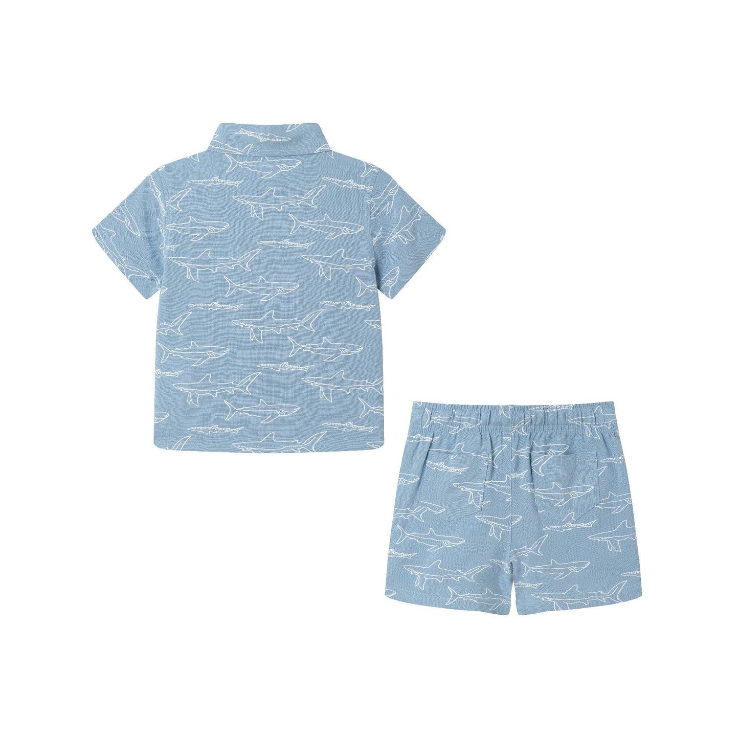 Shark Print Buttondown Set | Blue