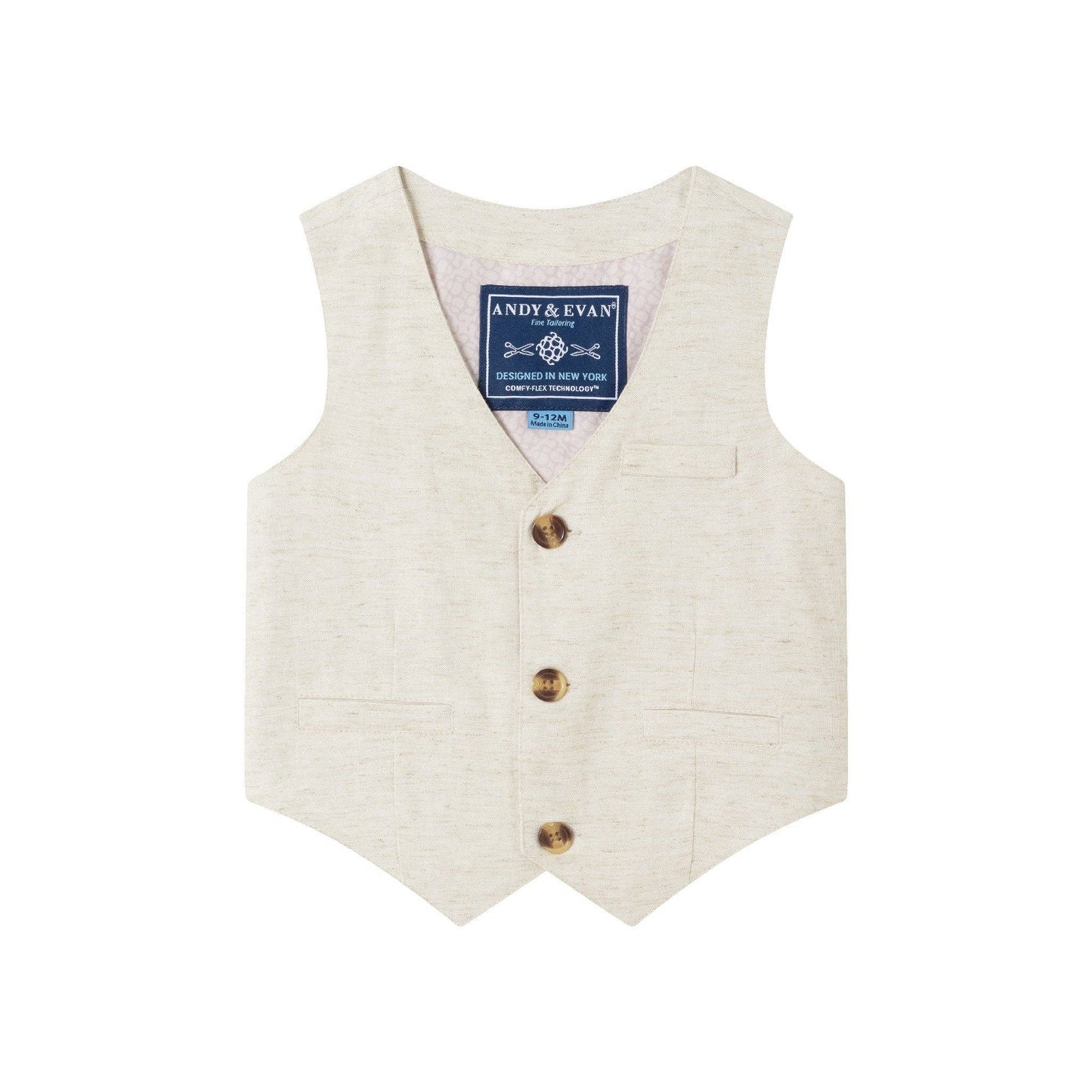 Short Sleeve Buttondown Bowtie Vest Set | Beige