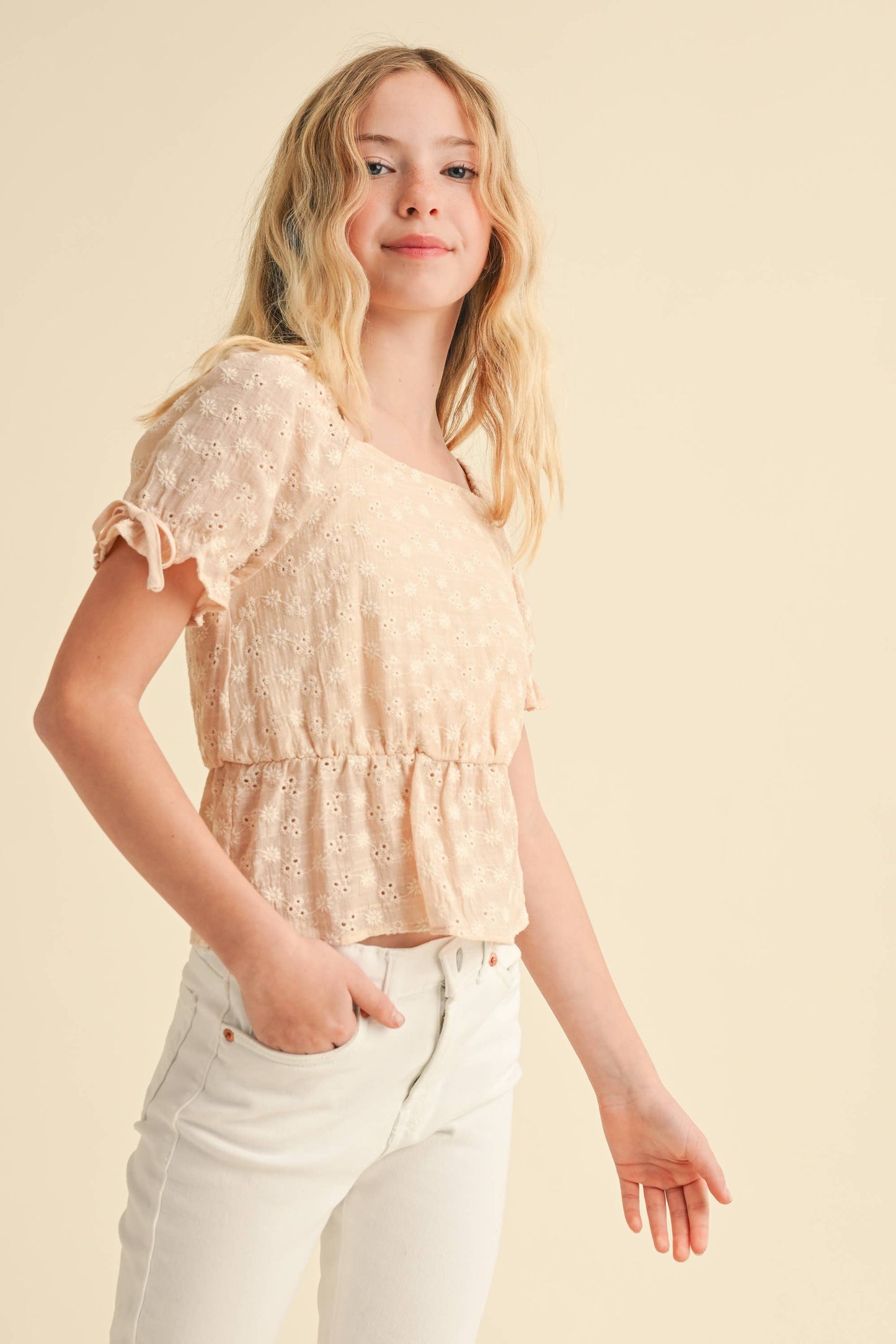 Floral Embroidered Peplum Top