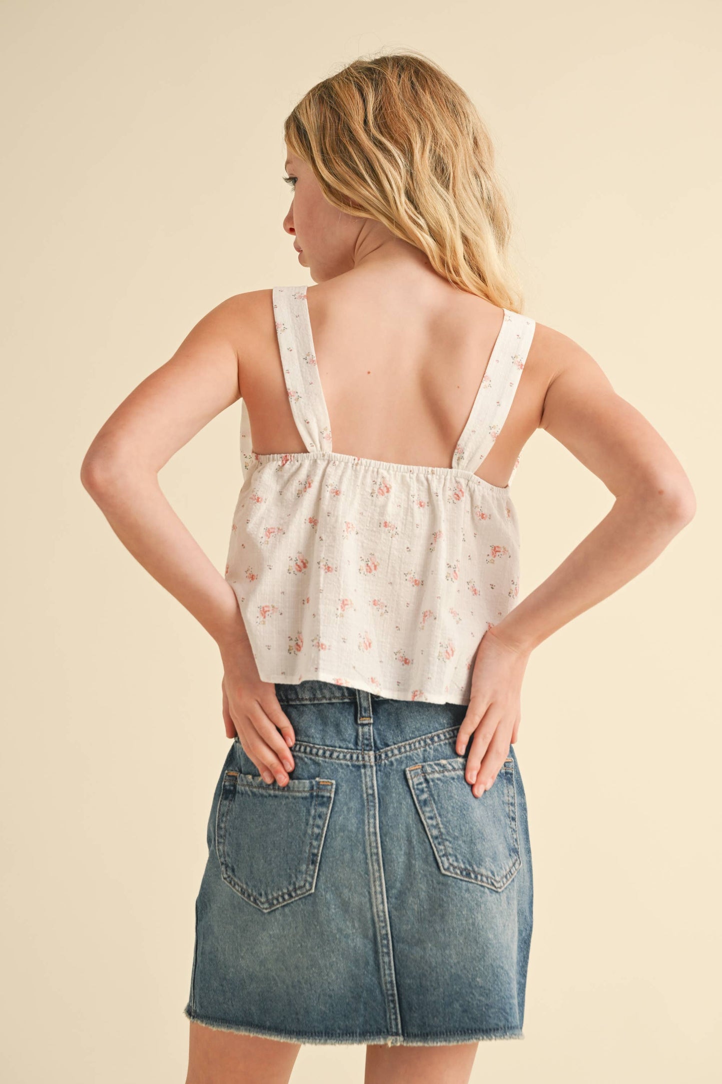 Bow Front Pink Floral Top