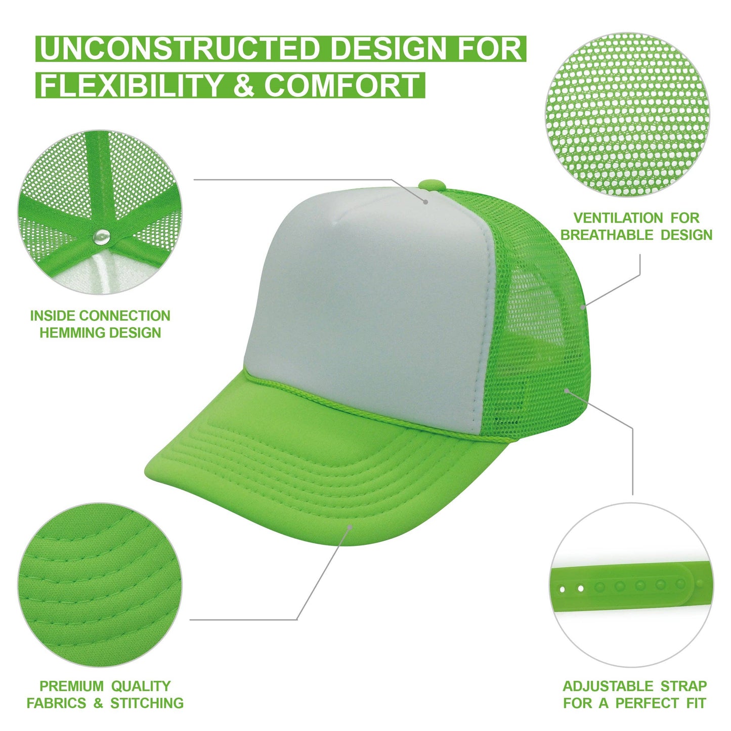 Neon Color Foam Mesh Trucker Hats