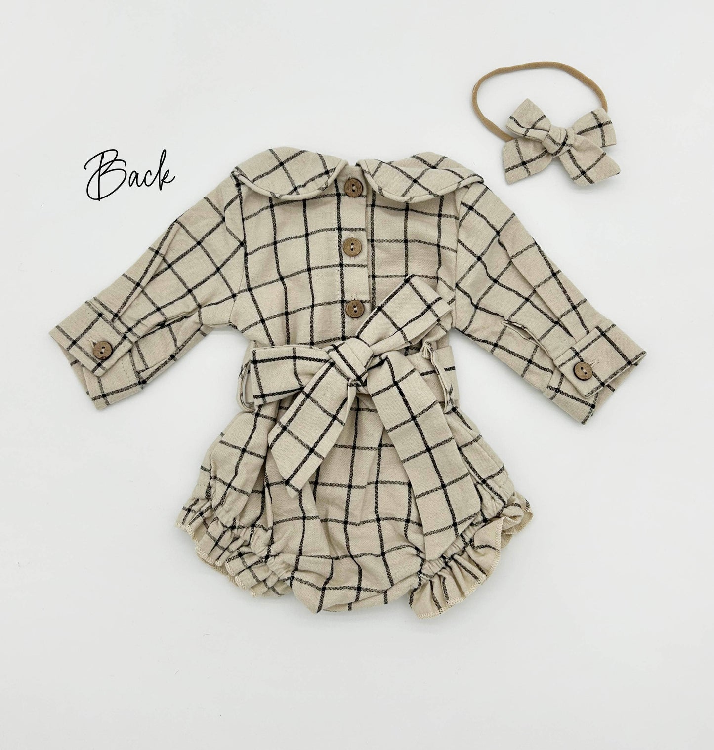 Plaid Bubble Romper+Bow
