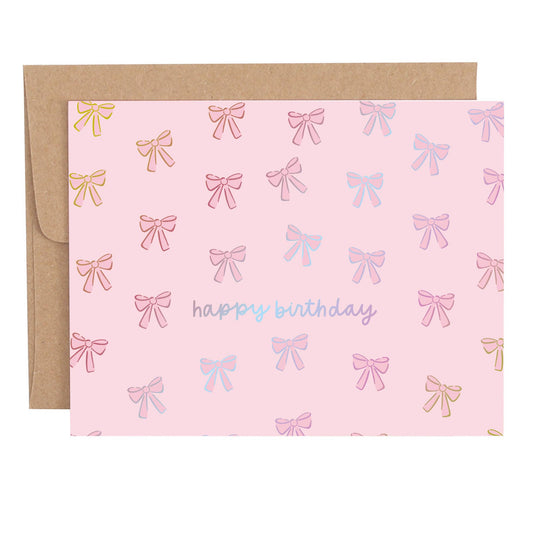 Happy Birthday Pink Coquette Bows Card