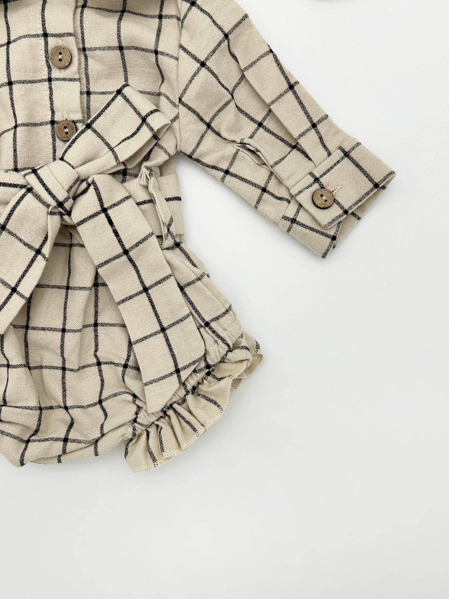 Plaid Bubble Romper+Bow