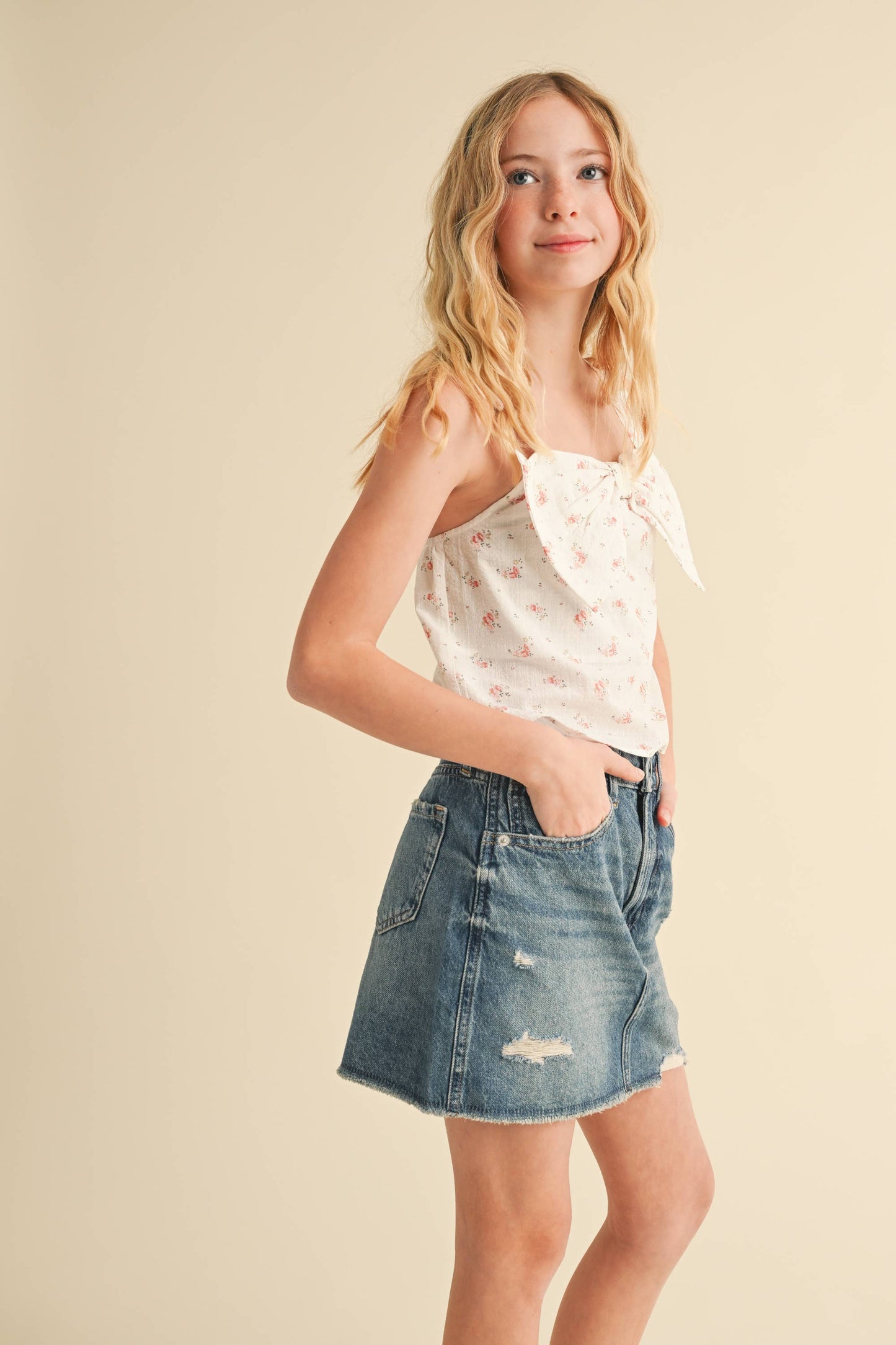 Bow Front Pink Floral Top