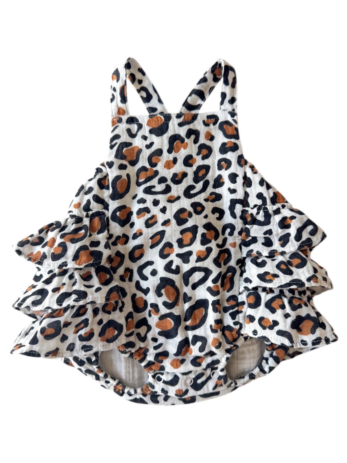 Leopard Muslin Ruffle Romper