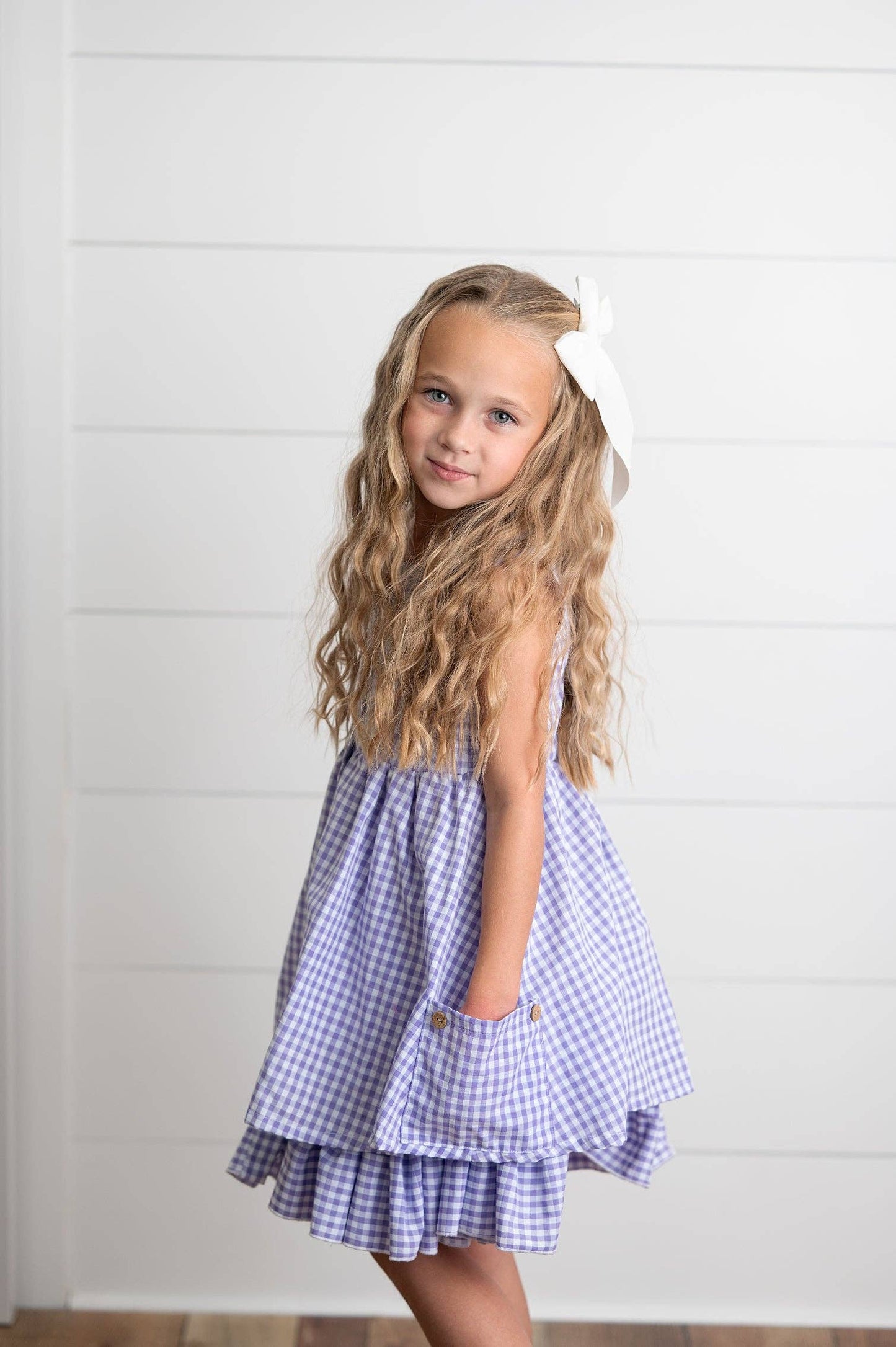 Lavender & White Gingham Pocket Dress