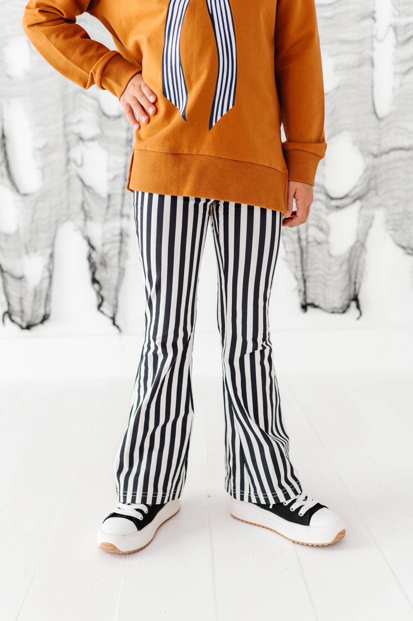 Striped Black & White Bell Bottoms