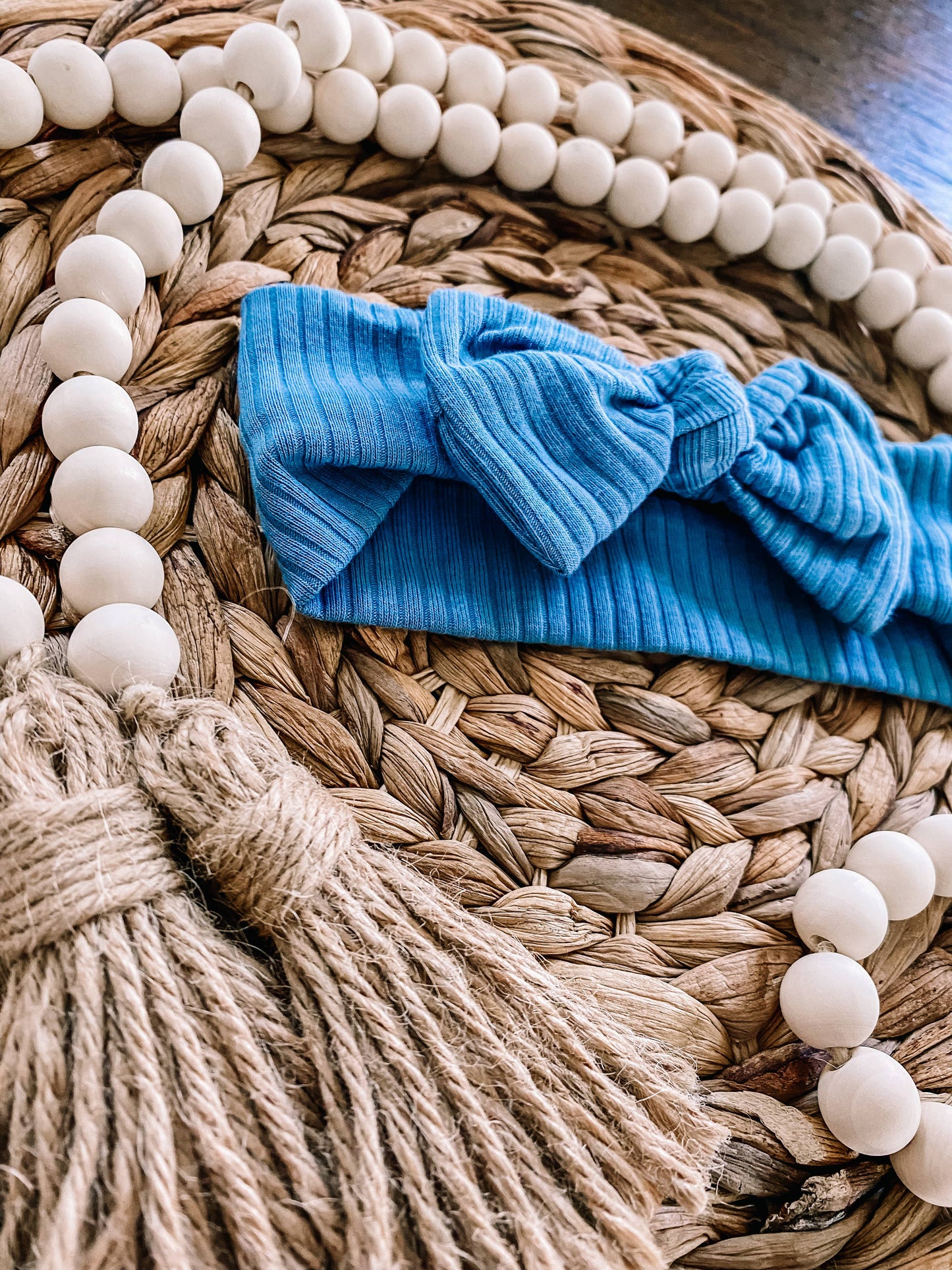 Ribbed Headband Steel Blue