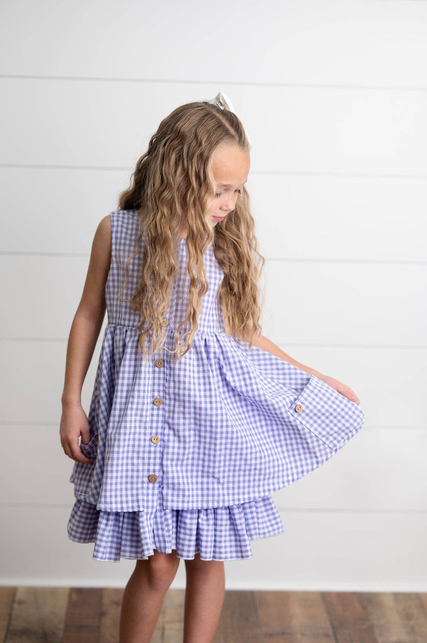 Lavender & White Gingham Pocket Dress