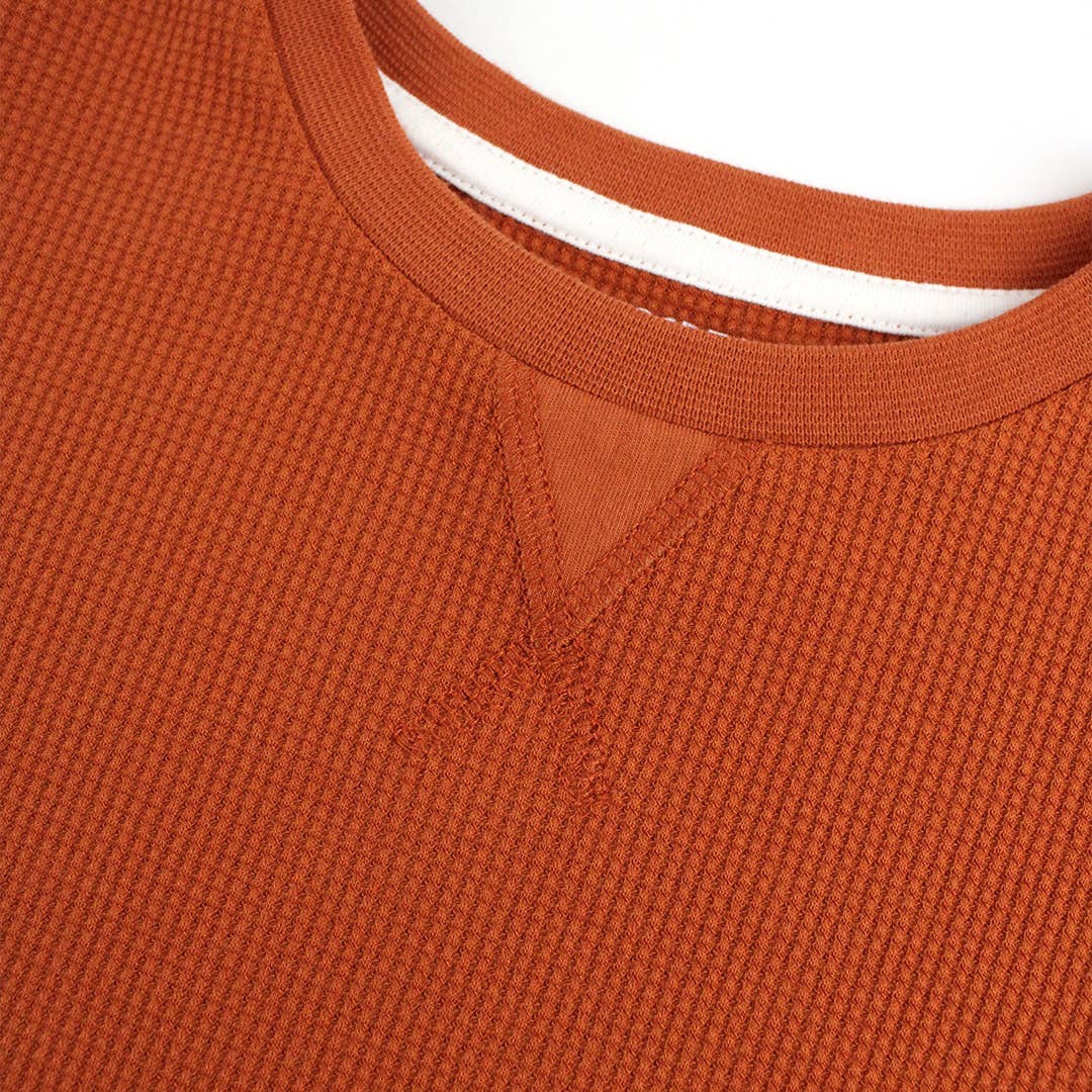Rust Waffle Knit Long Sleeve