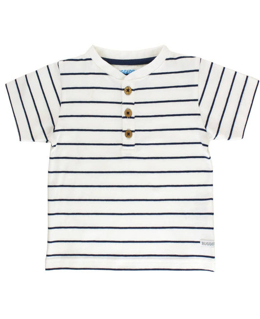 White & Navy Stripe Henley