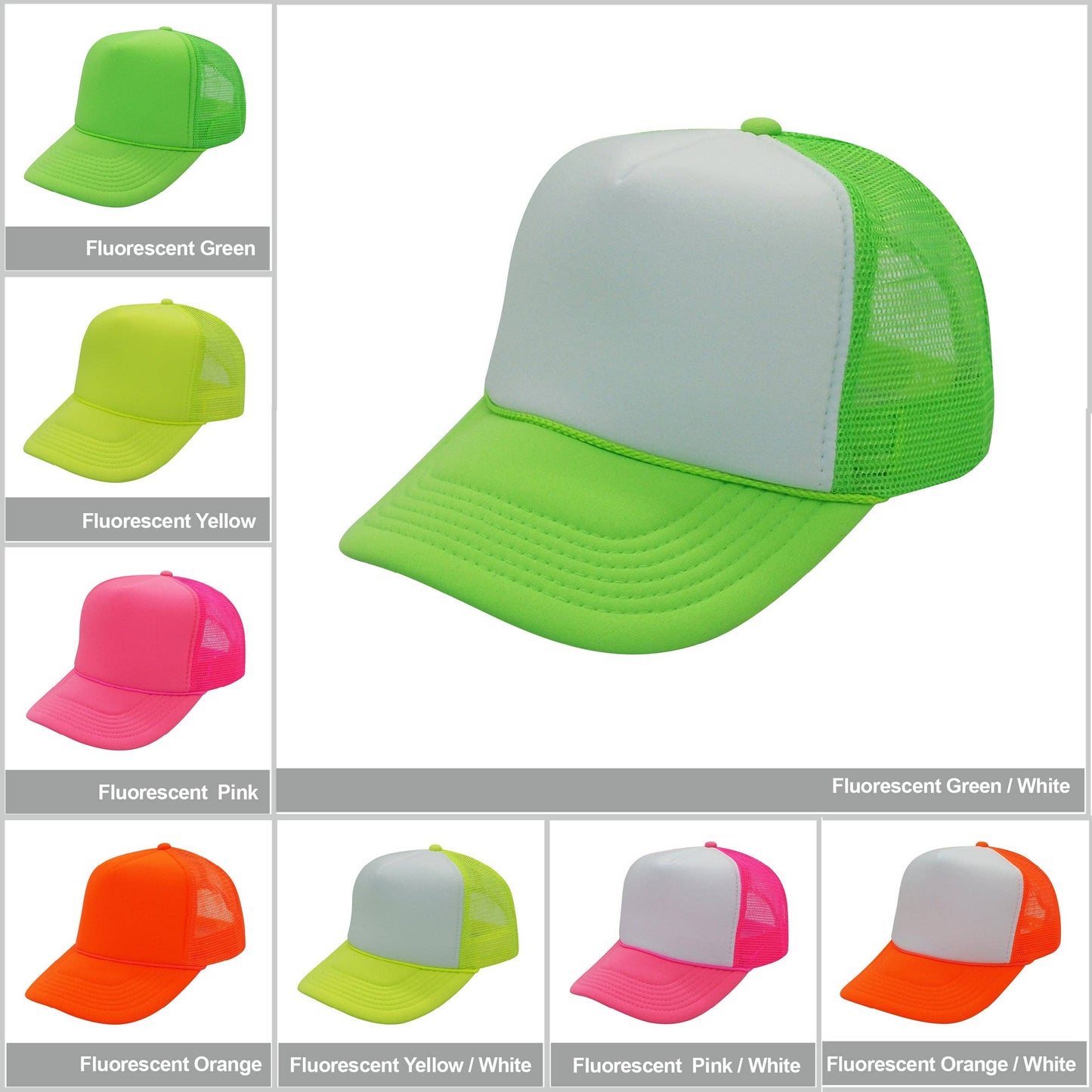 Neon Color Foam Mesh Trucker Hats