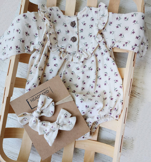 Claudia Bubble Romper Ruffle w/Bow