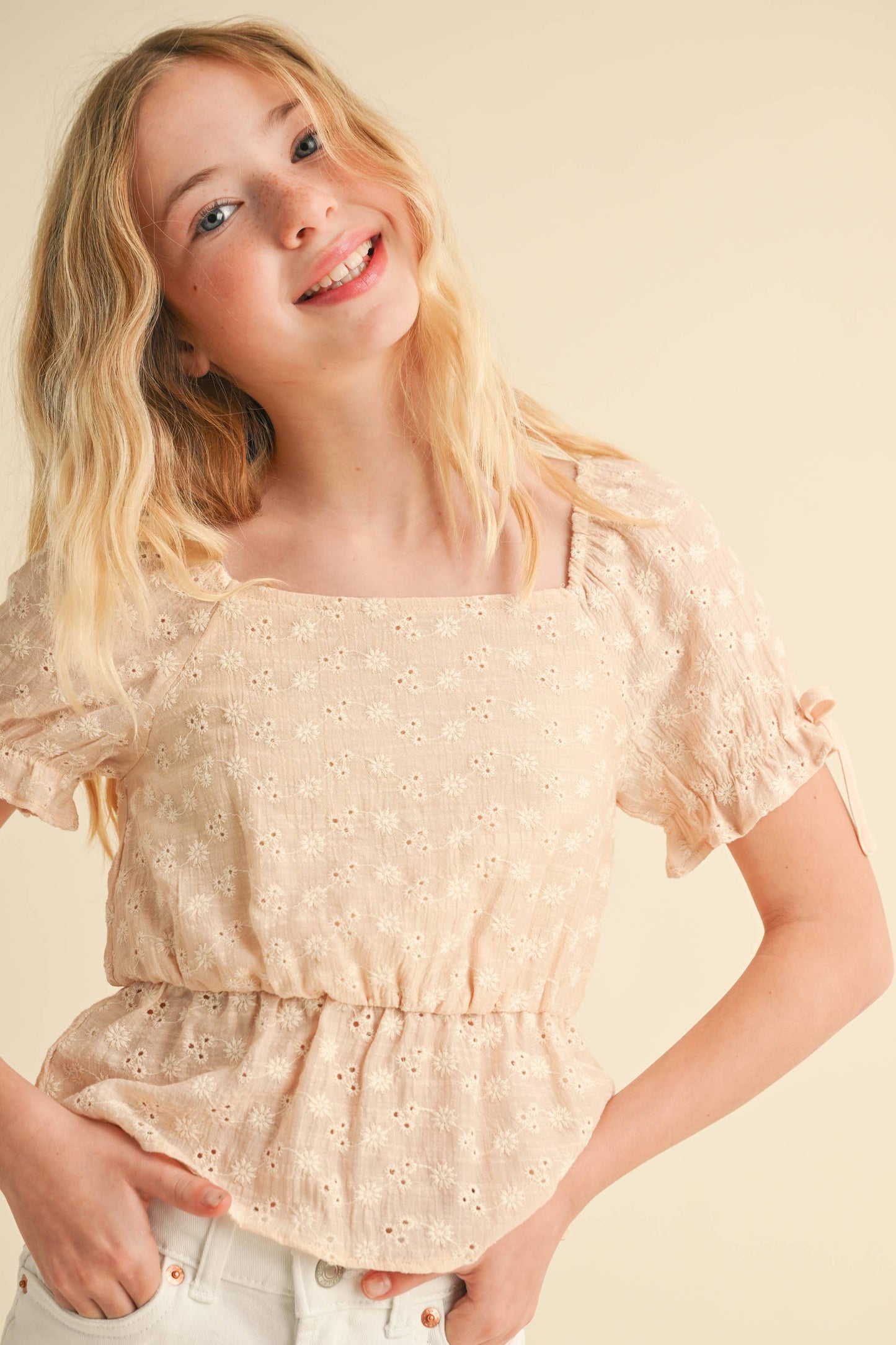 Floral Embroidered Peplum Top