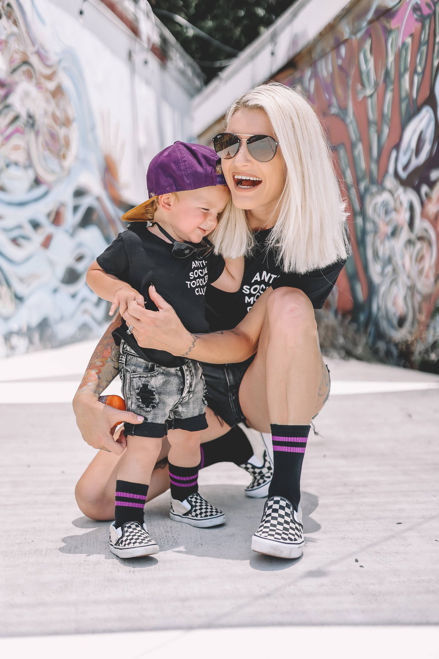 Retro Socks | Purple + Black