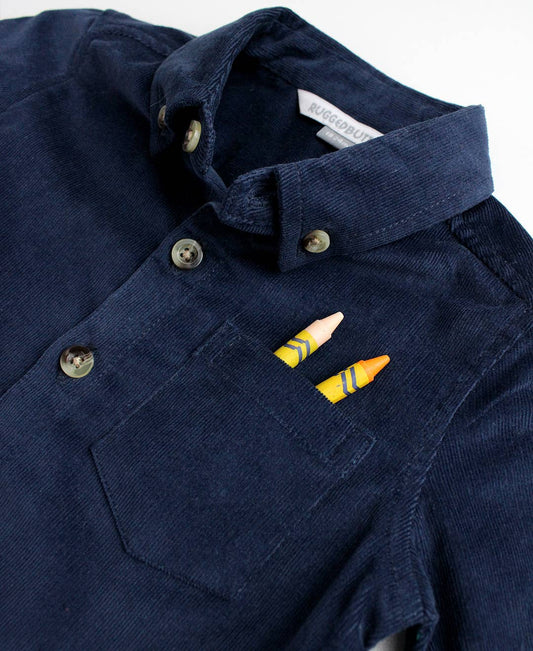 Corduroy Button Down Shirt - Navy
