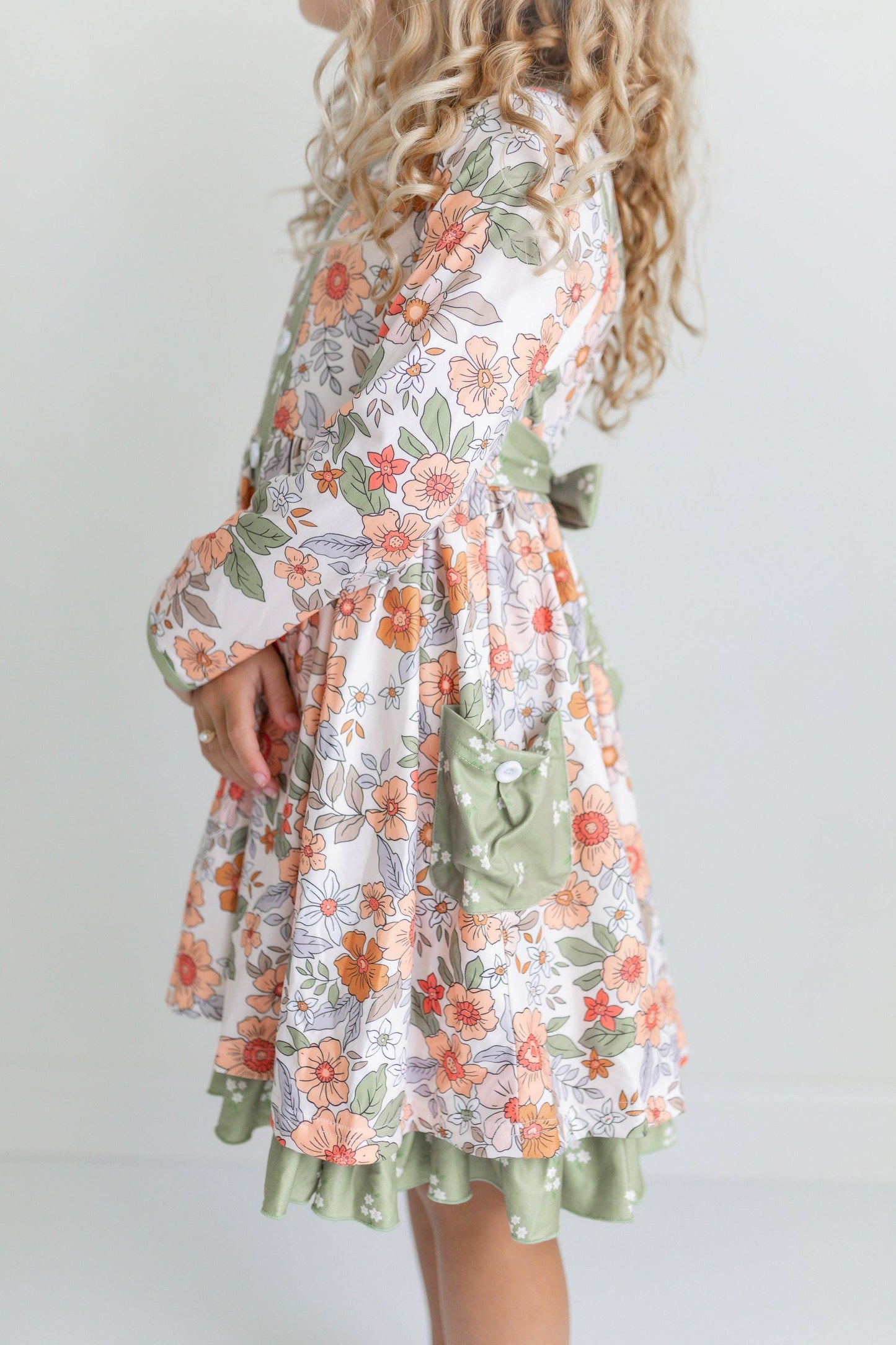 Sage Floral Dress With Pockets