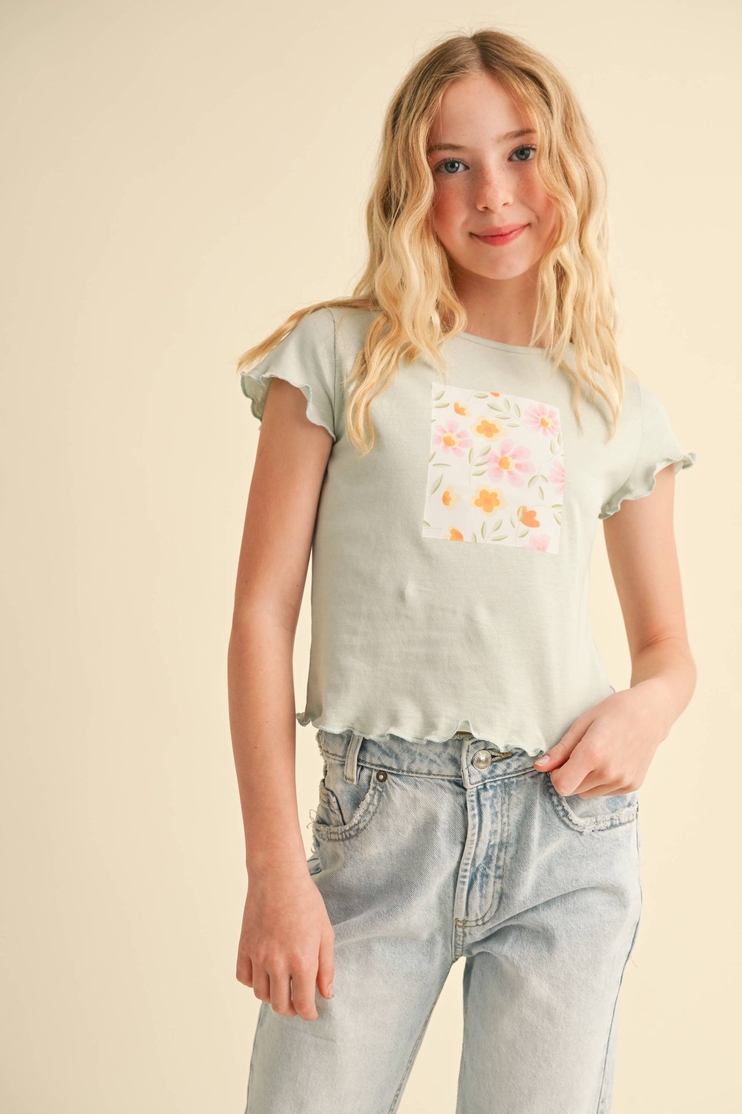 Light Green Floral Top