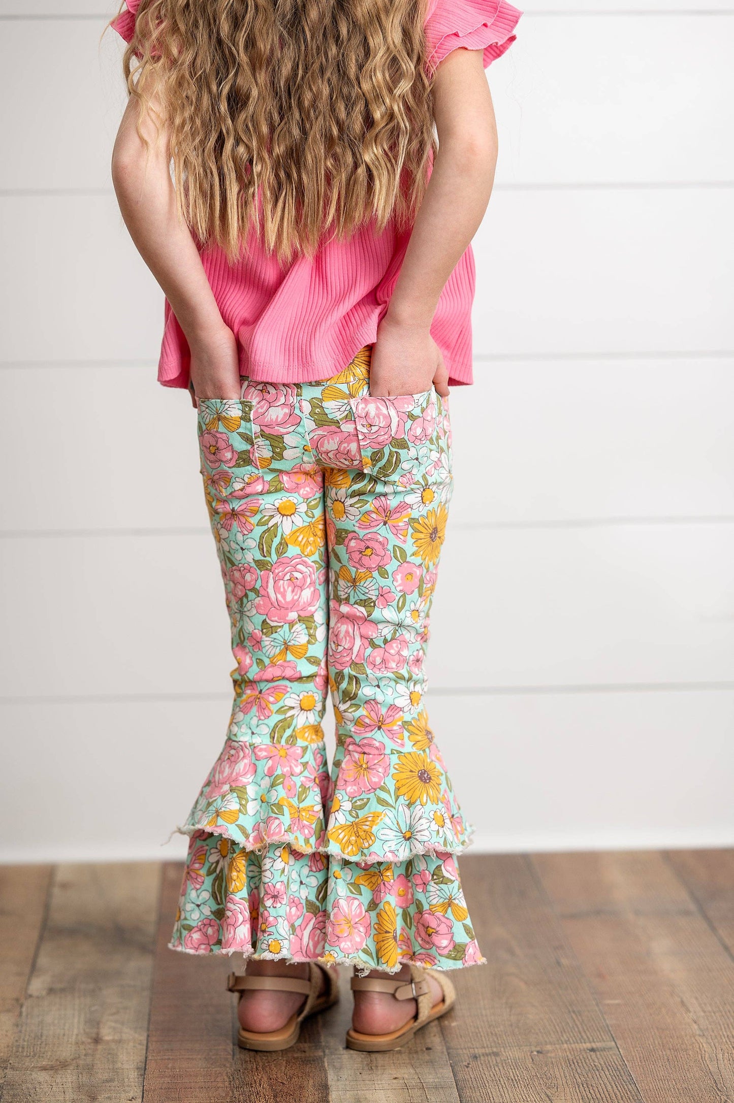 Flower Ruffle Denim Jeans