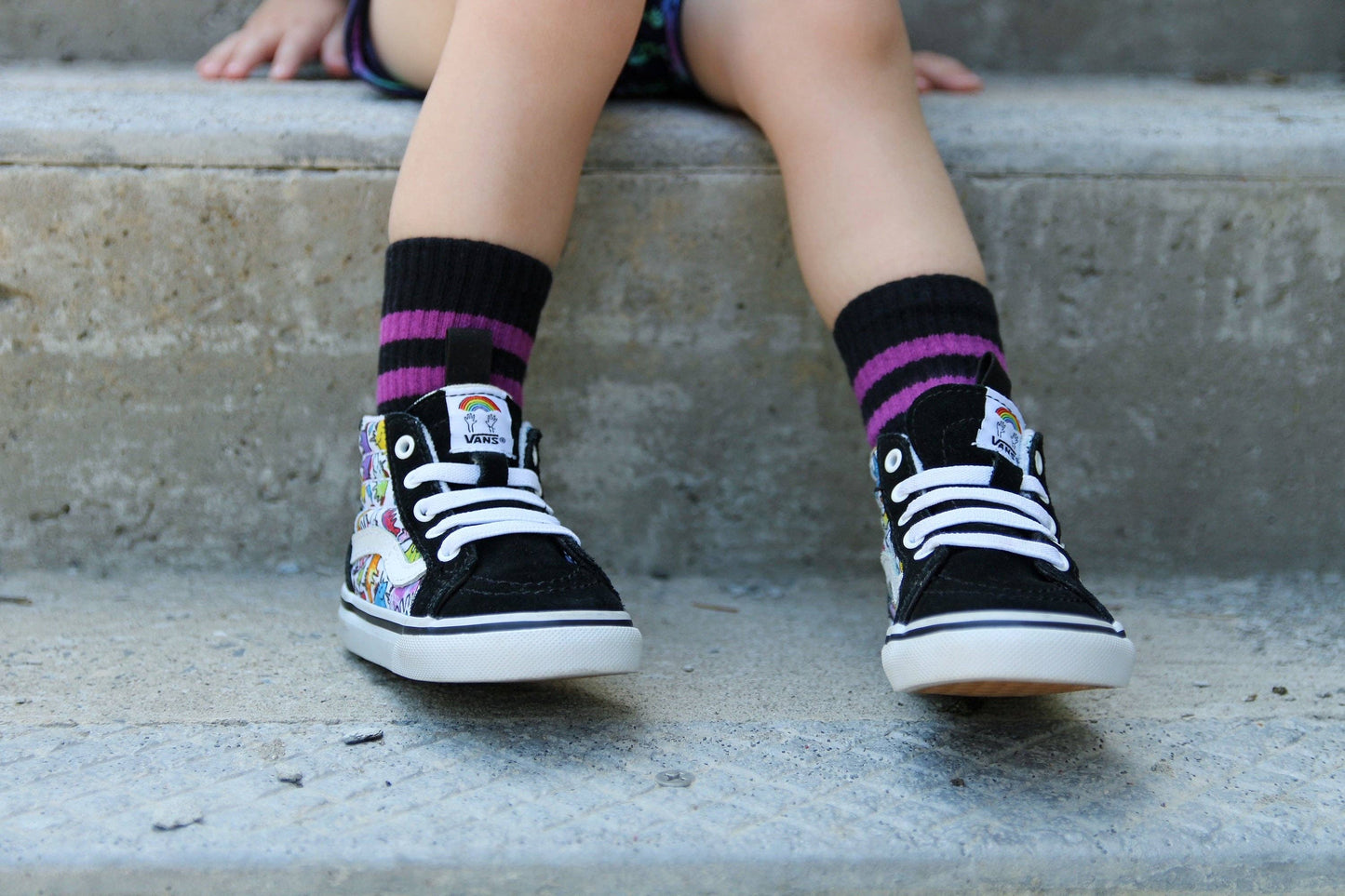 Retro Socks | Purple + Black