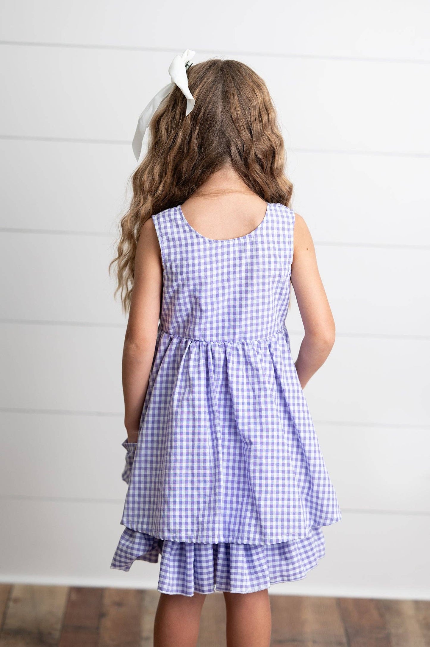 Lavender & White Gingham Pocket Dress