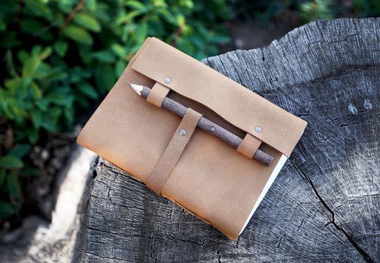 Leather Journal with Wooden Pencil