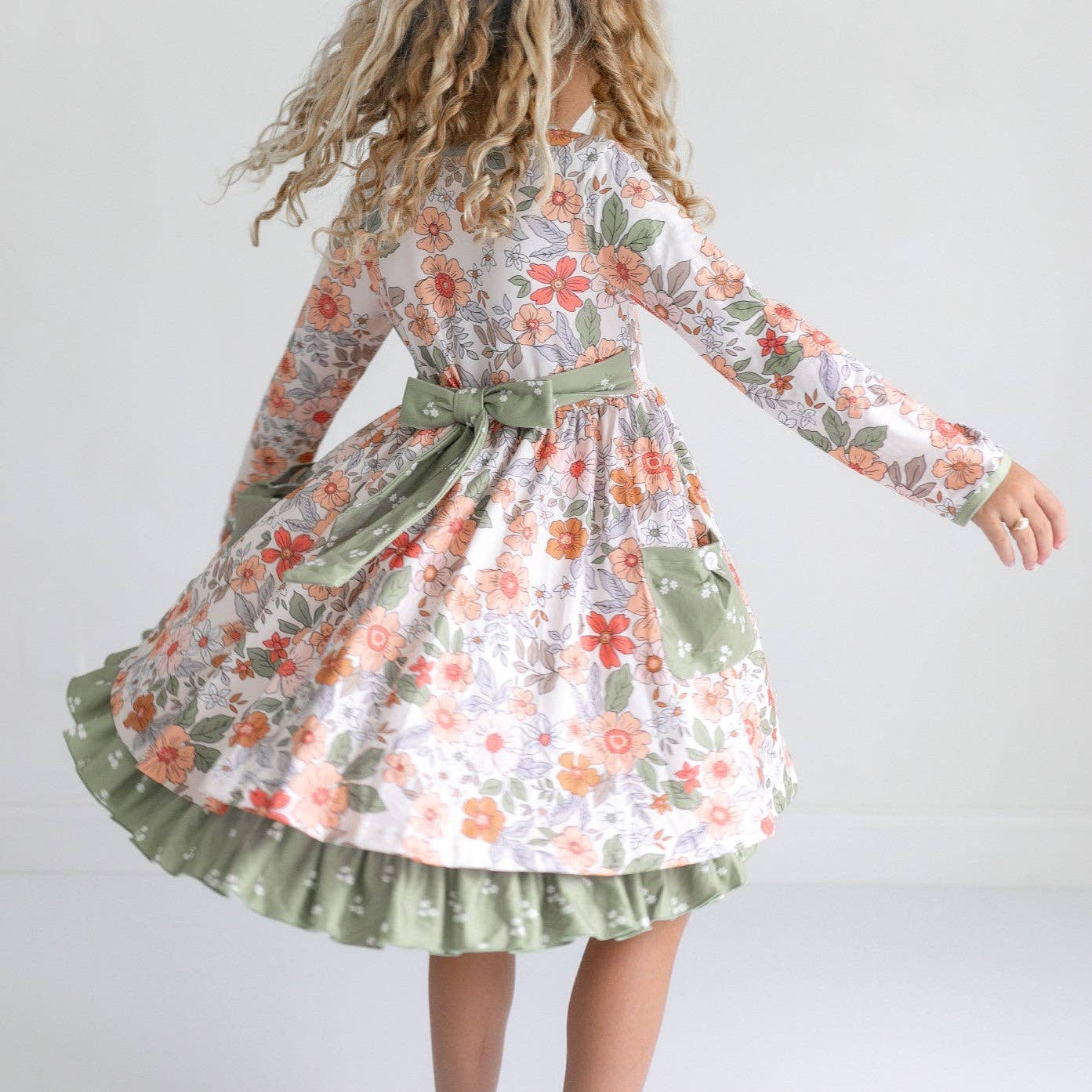 Sage Floral Dress With Pockets