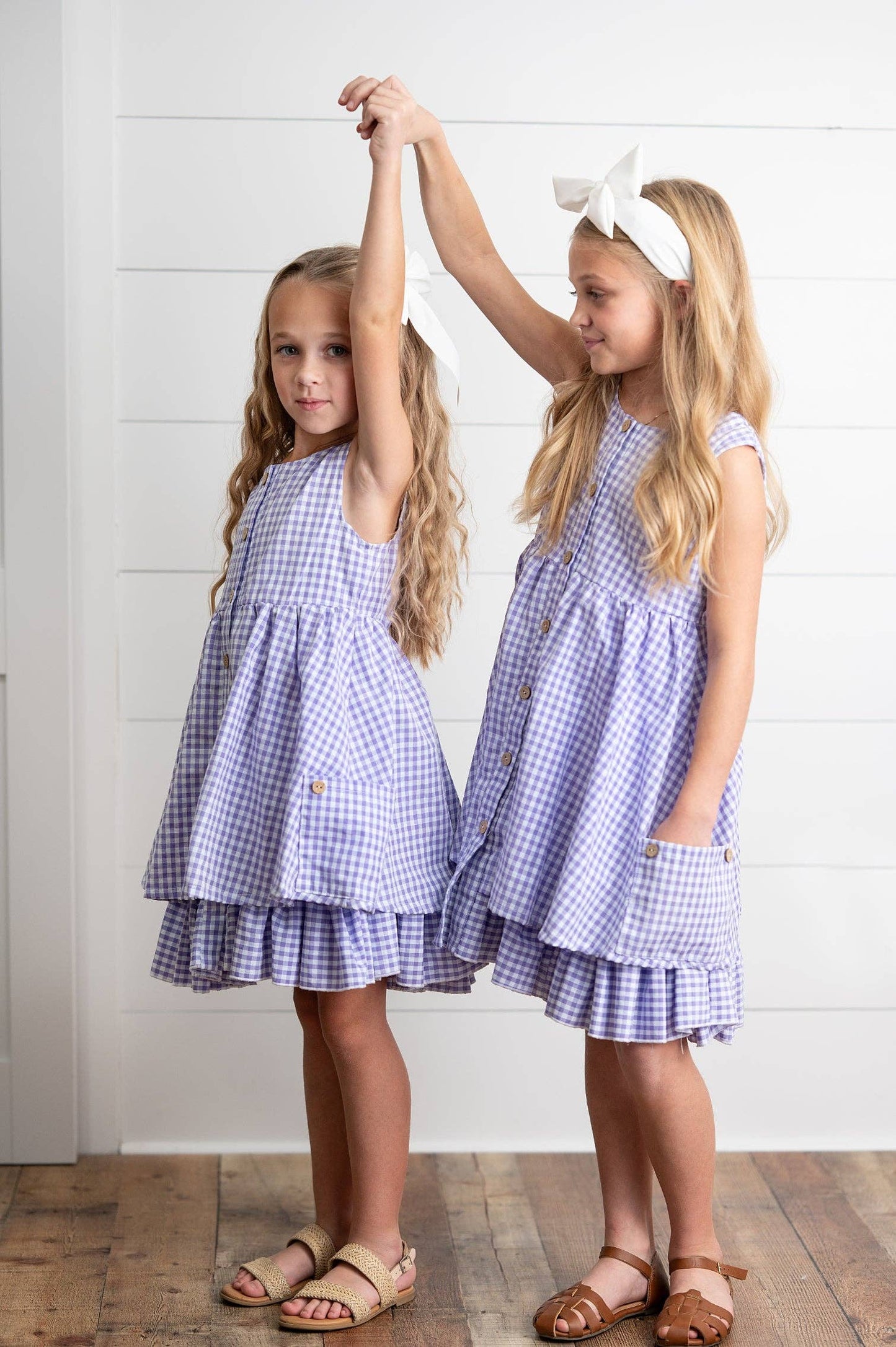 Lavender & White Gingham Pocket Dress