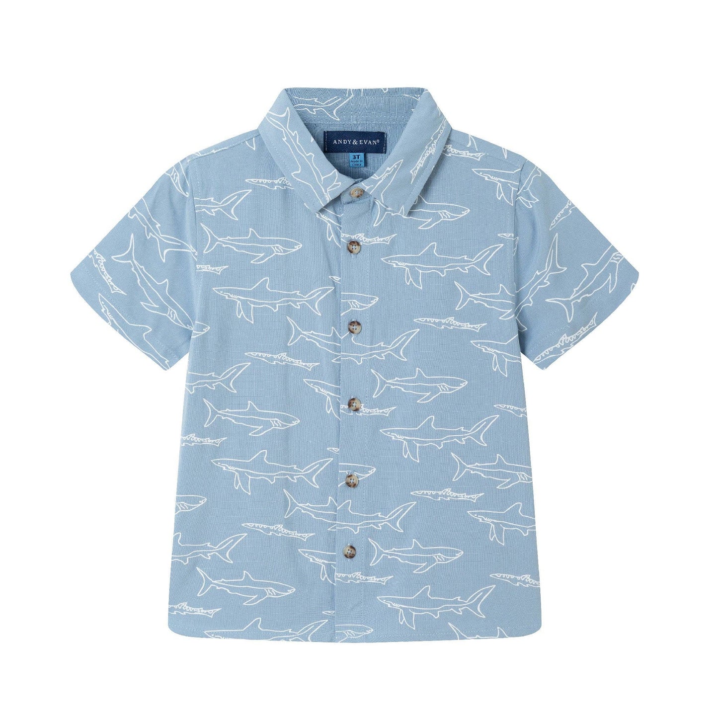 Shark Print Buttondown Set | Blue