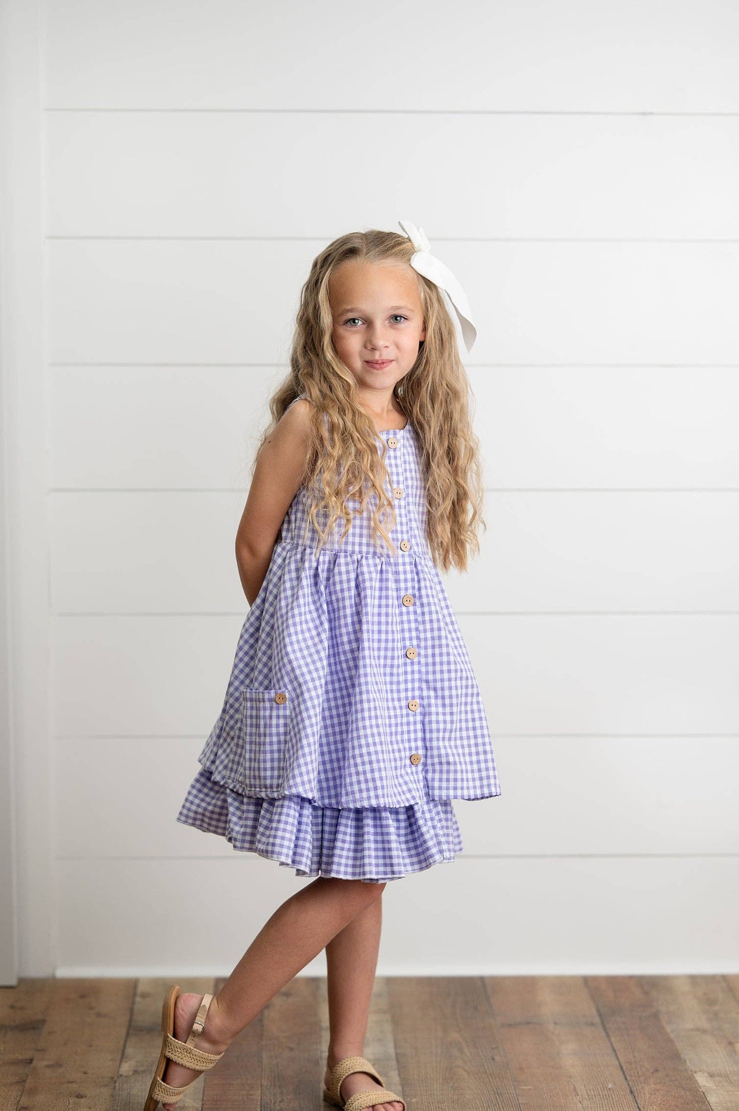 Lavender & White Gingham Pocket Dress