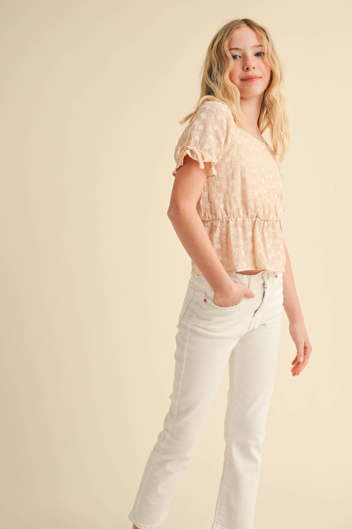 Floral Embroidered Peplum Top