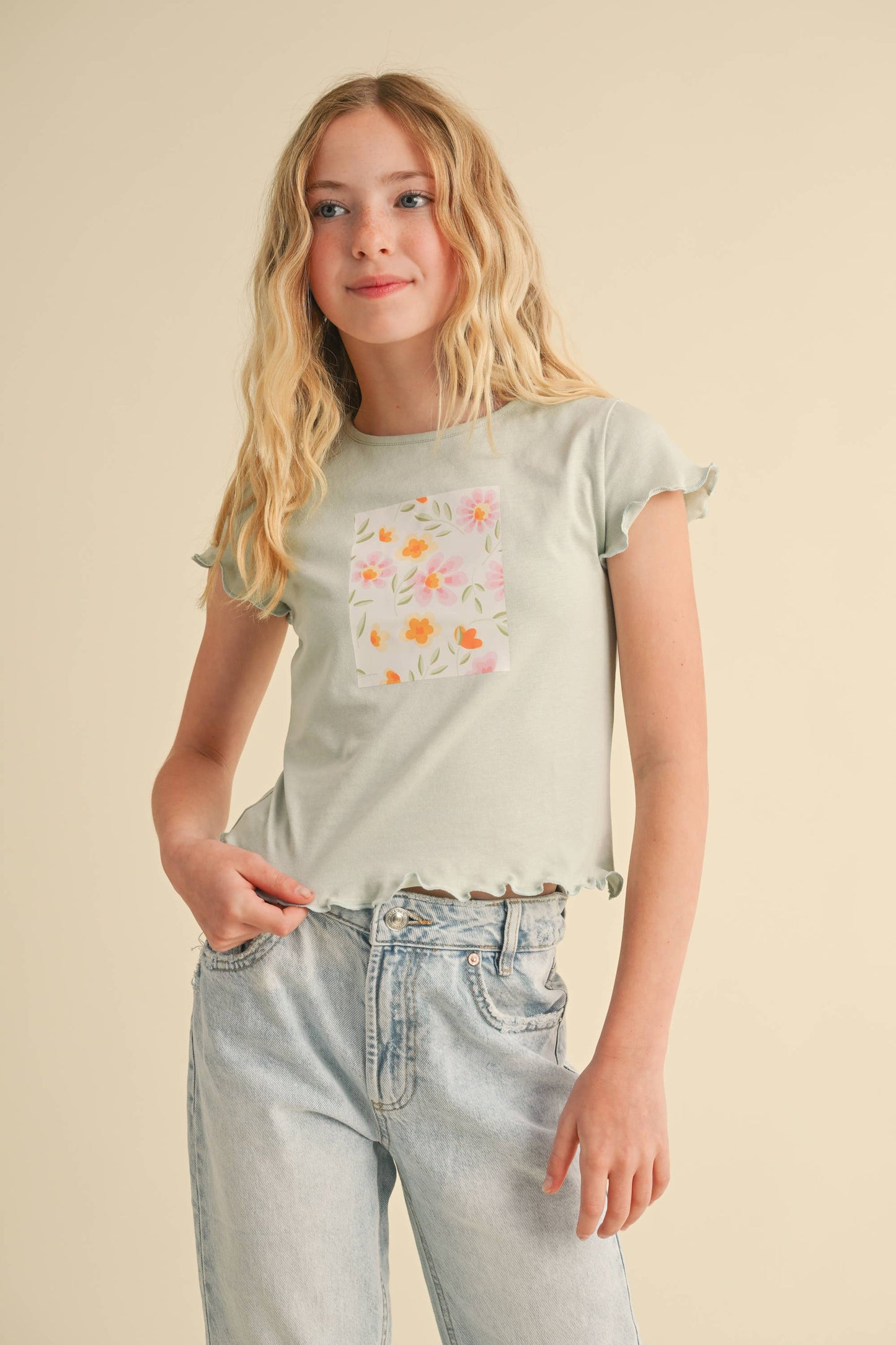 Light Green Floral Top