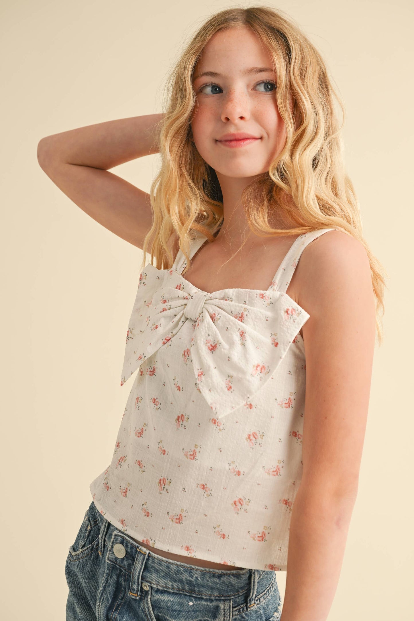 Bow Front Pink Floral Top