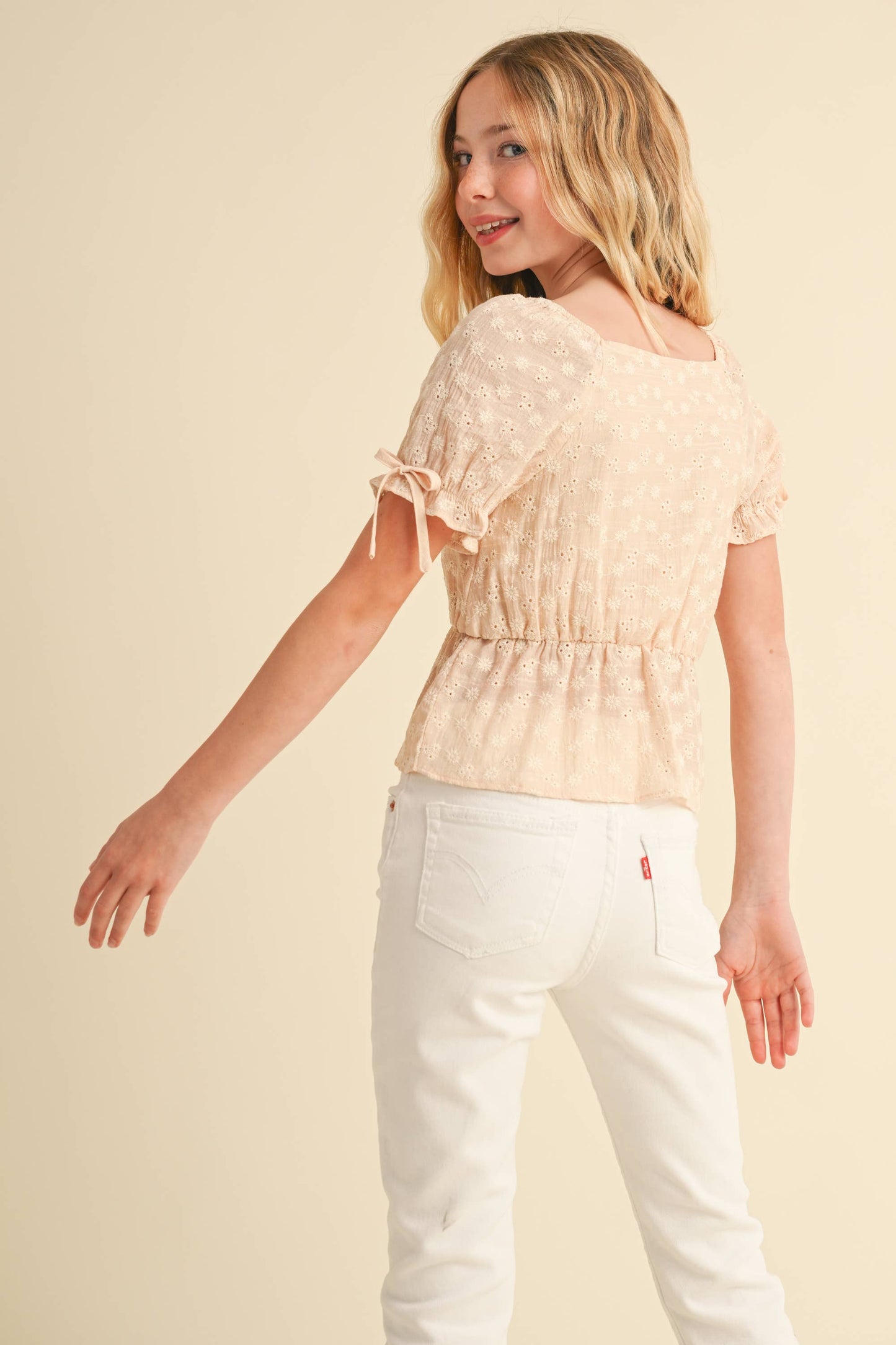 Floral Embroidered Peplum Top