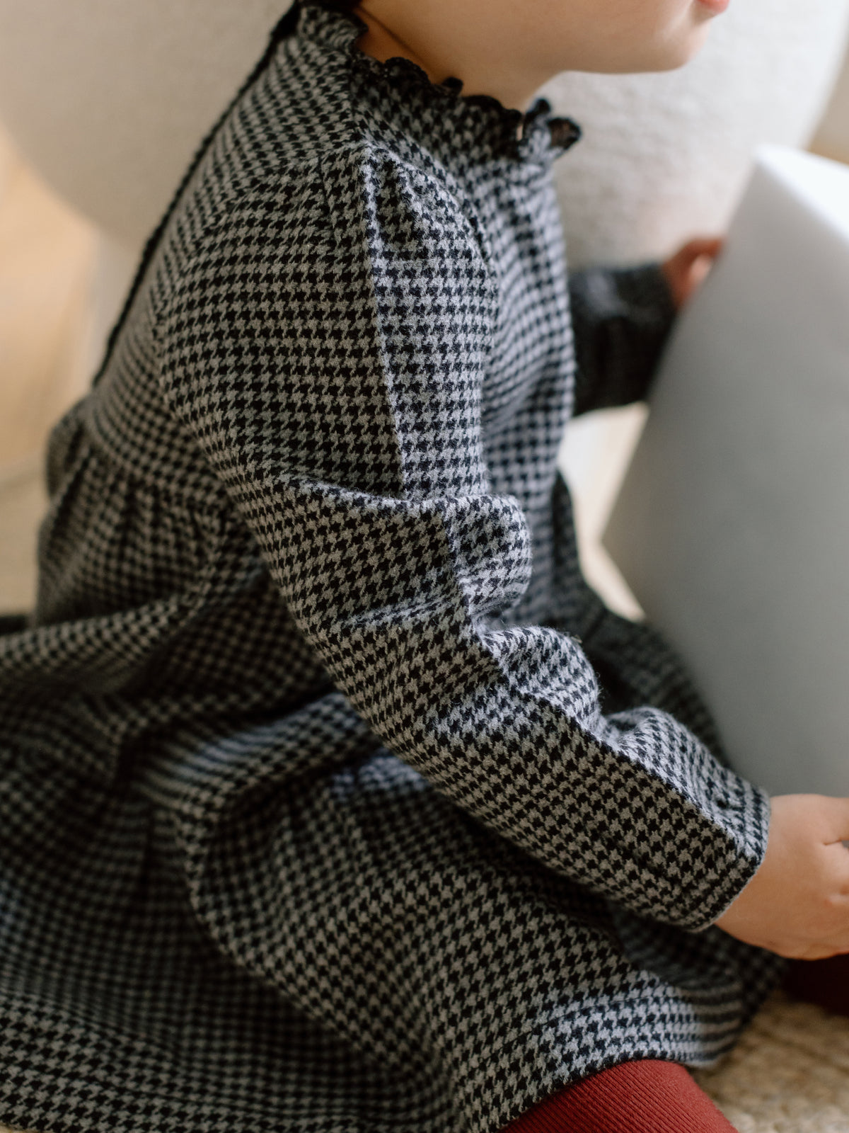 Neela Flannel Dress - Houndstooth