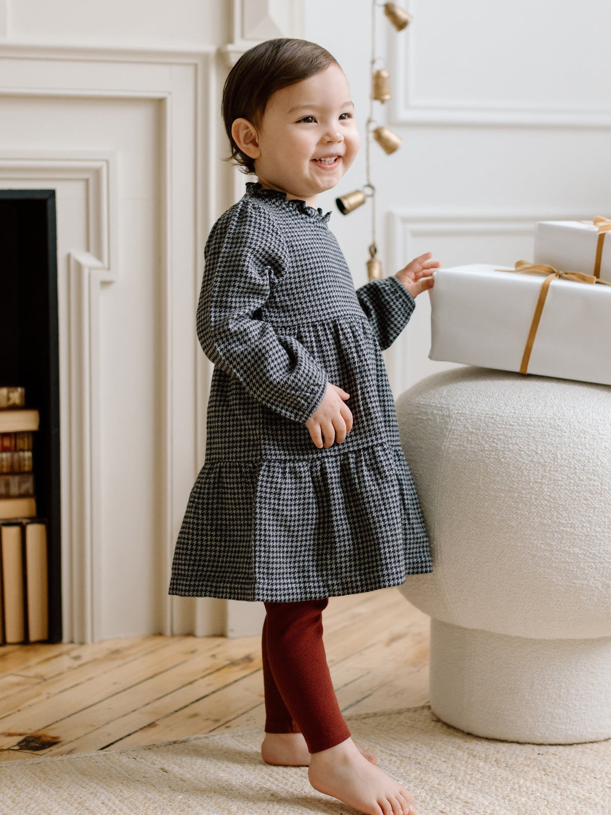 Neela Flannel Dress - Houndstooth