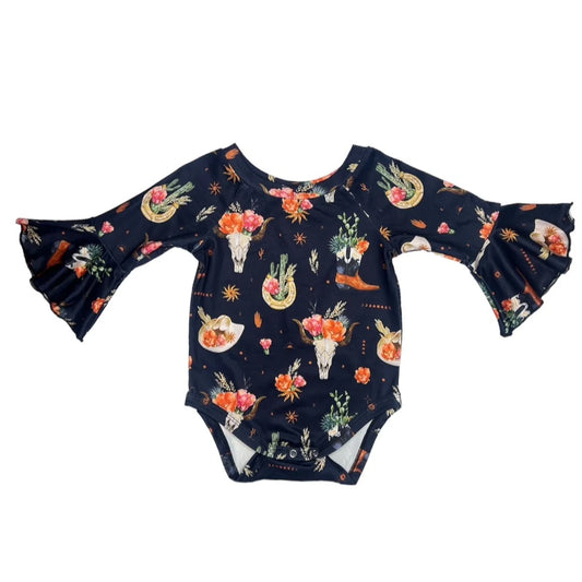 Black Floral Long sleeve (Onesie)