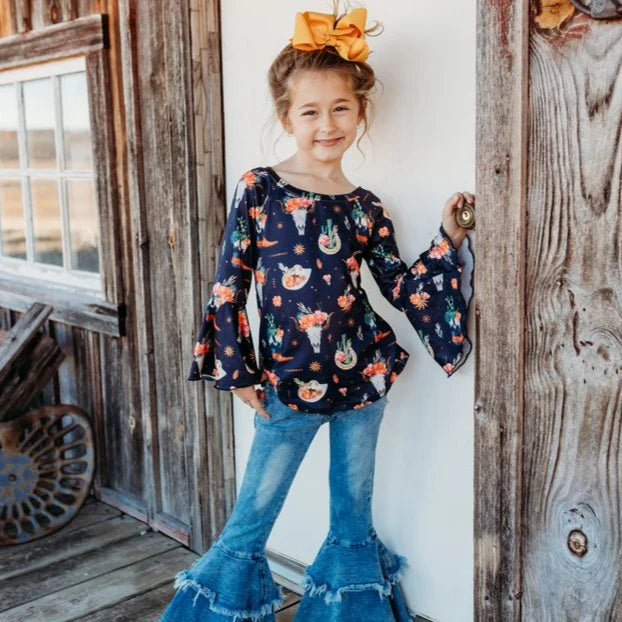 Black Floral Long sleeve (Onesie)