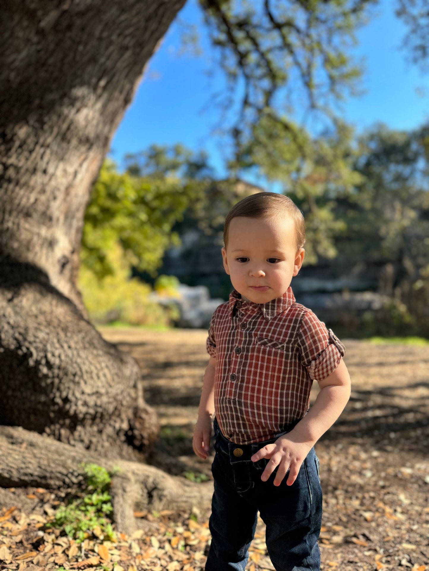 Rust Plaid Woven Shirt