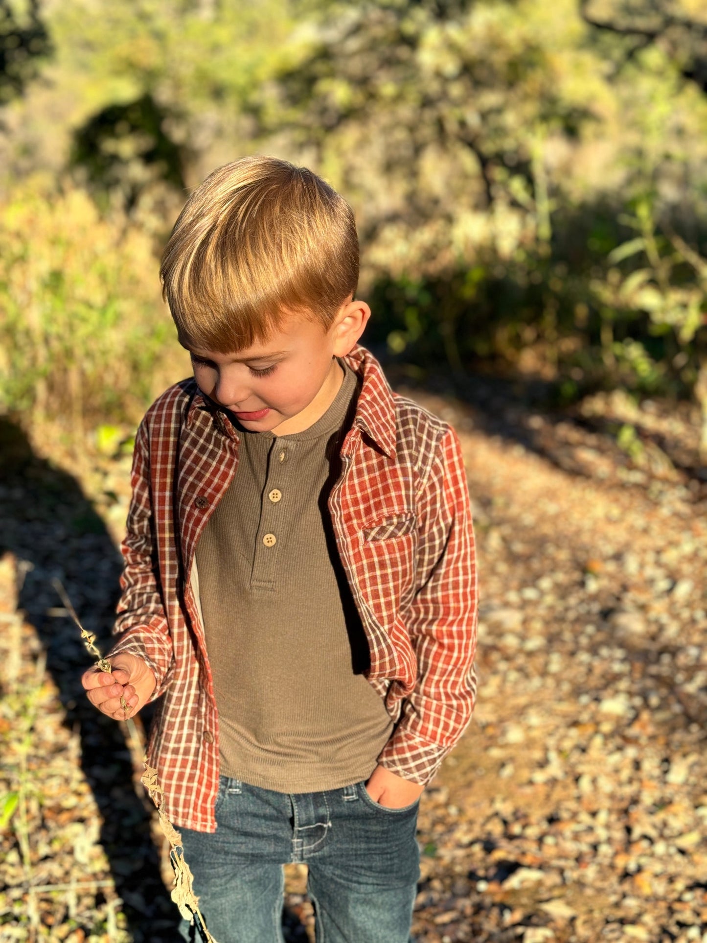 Rust Plaid Woven Shirt