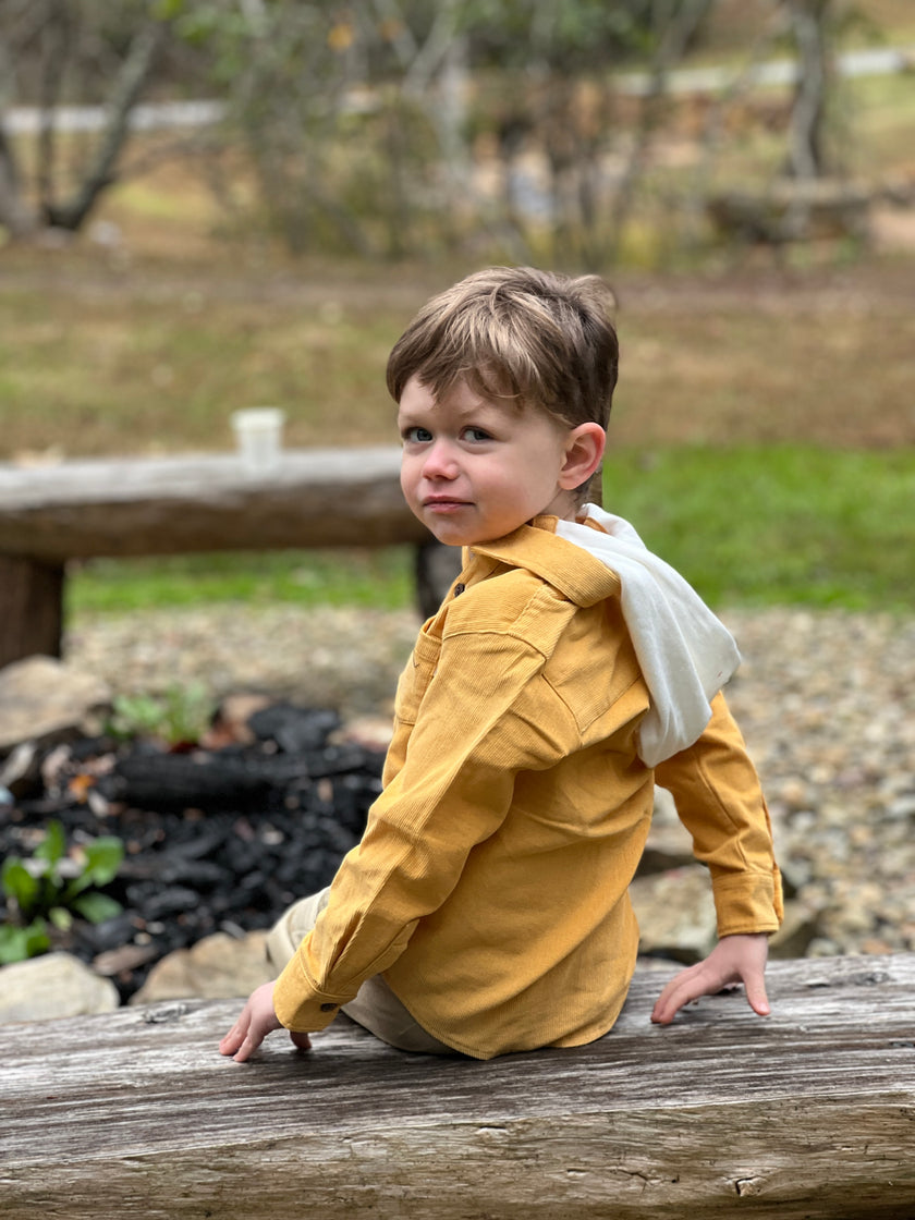 Yellow Corduroy Long Sleeve w/Hood