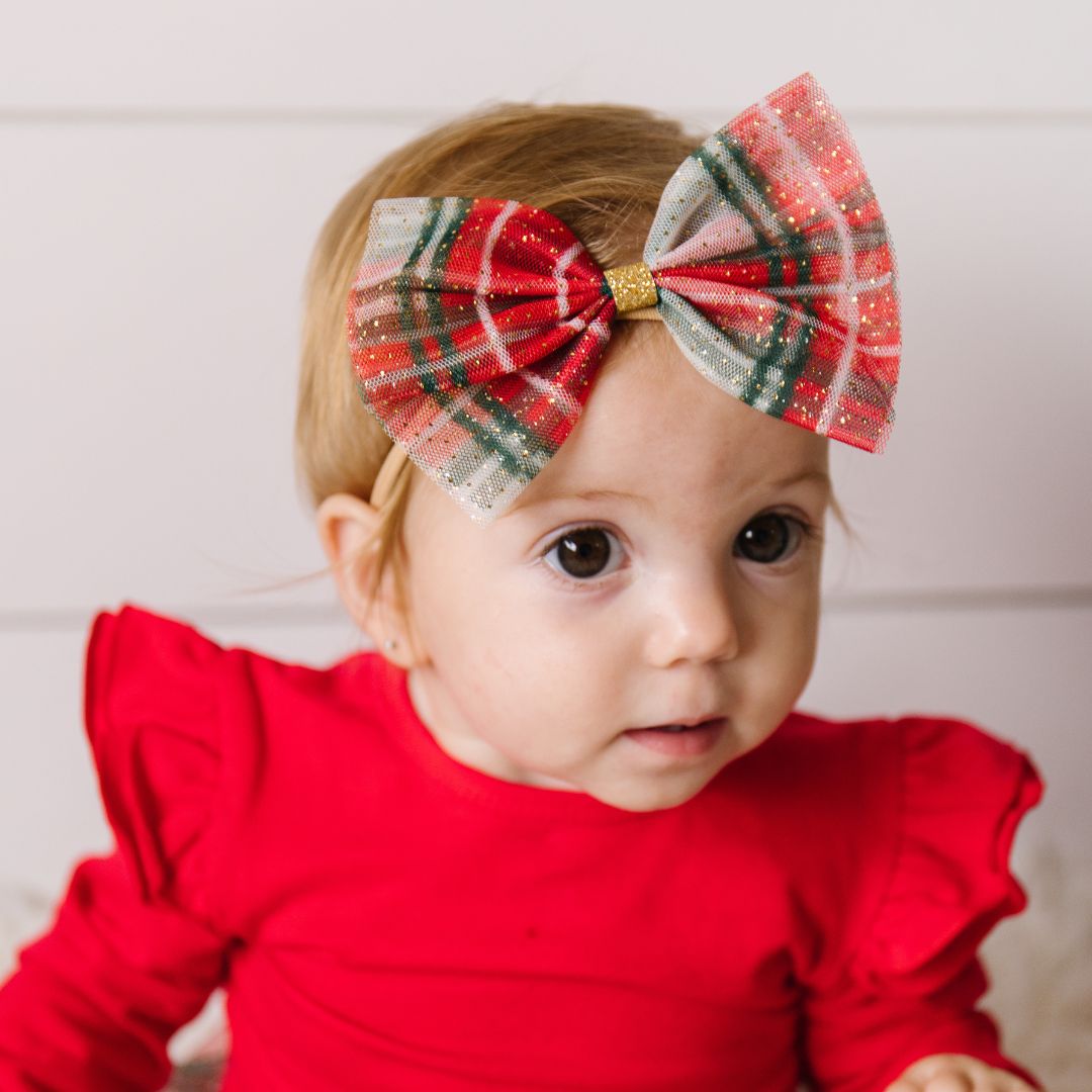 Christmas Plaid Tulle Headband