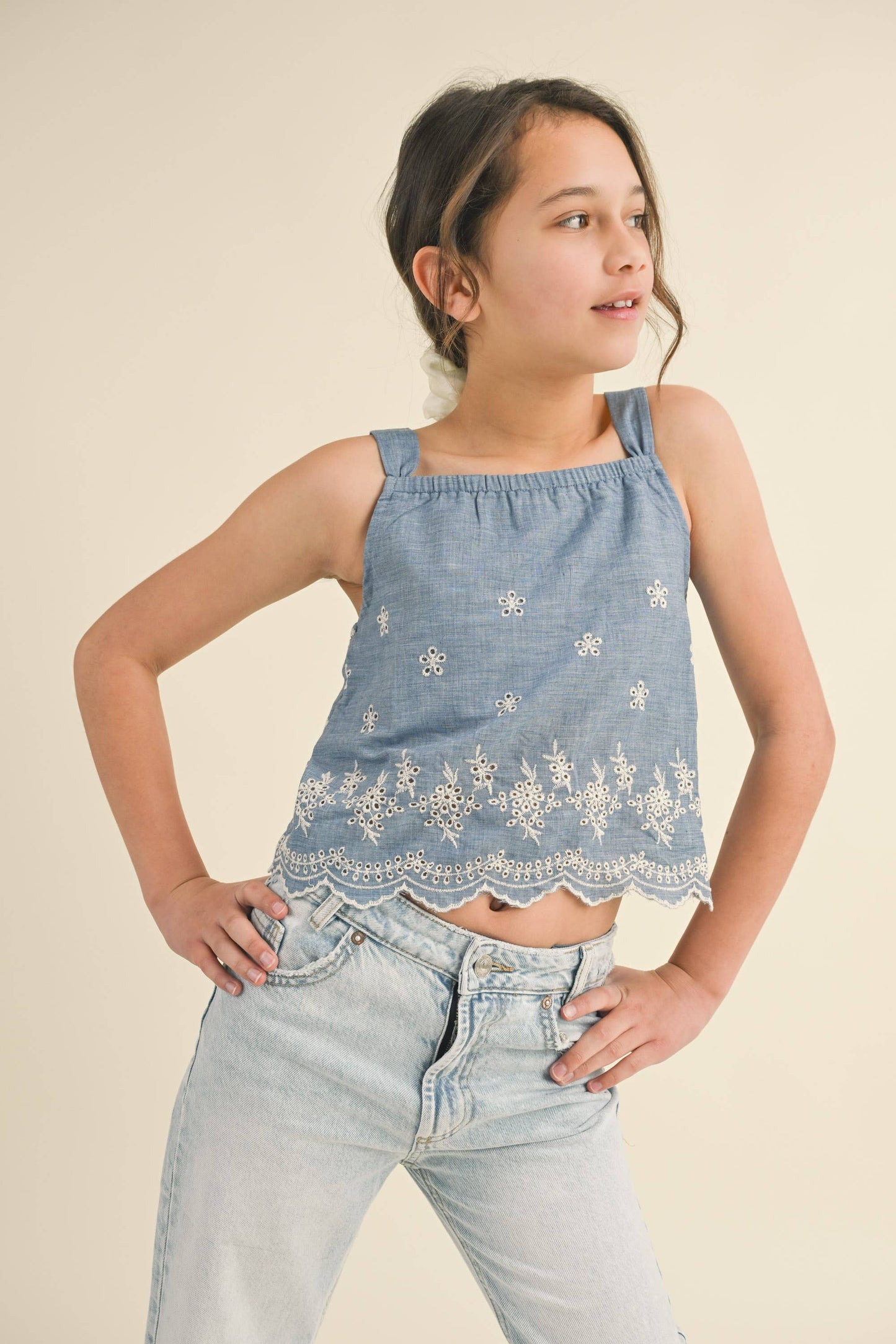 Chambray Babydoll Top