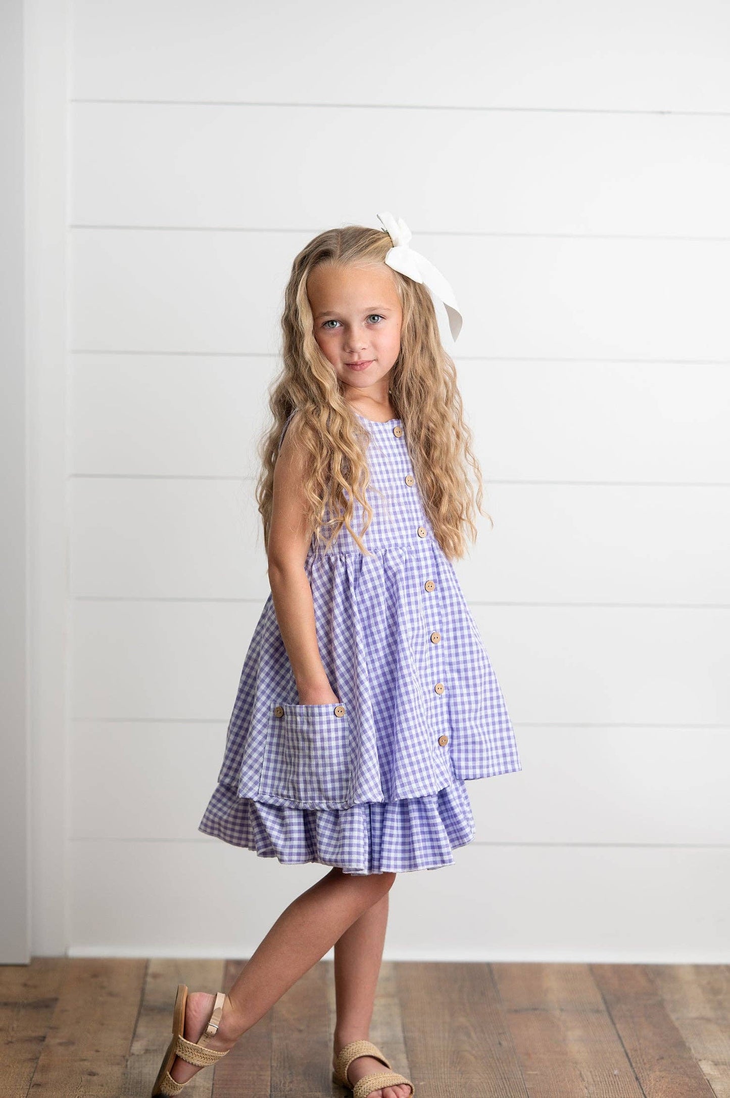 Lavender & White Gingham Pocket Dress