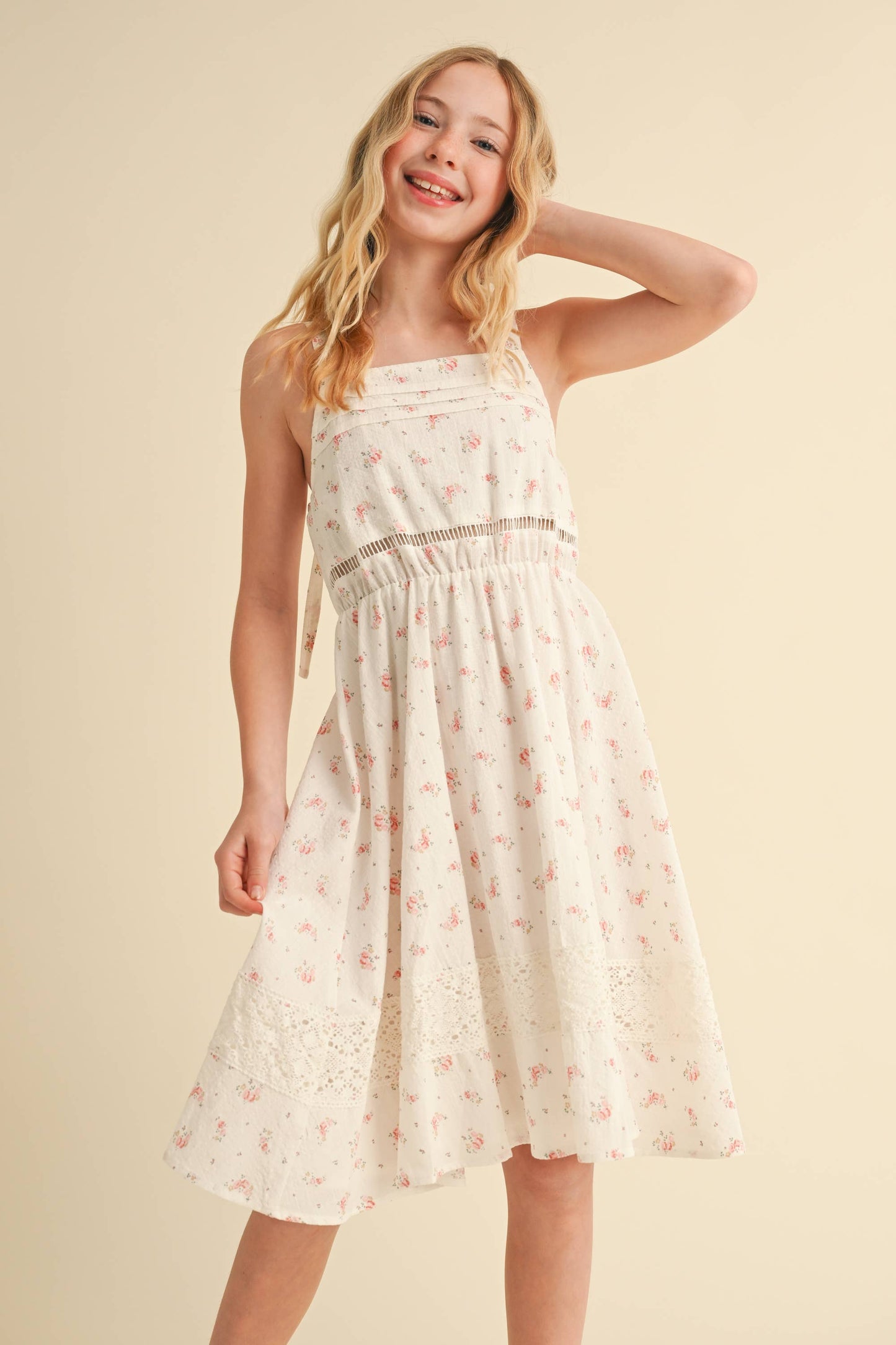 Pink Floral Lace Dress
