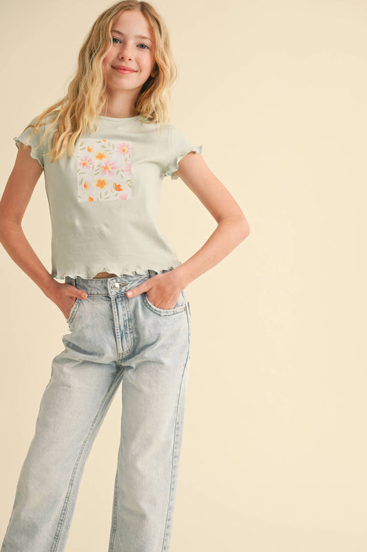 Light Green Floral Top