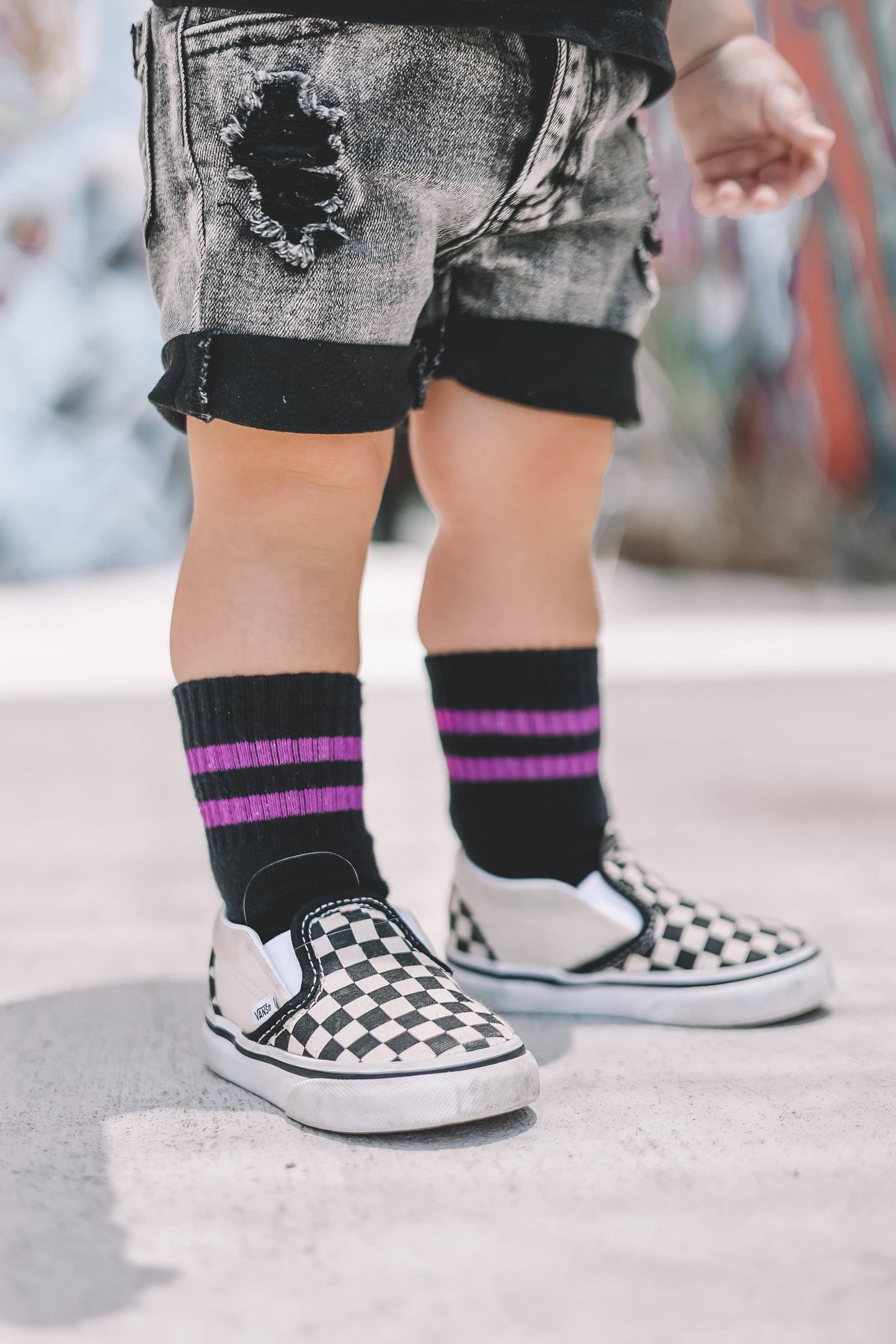 Retro Socks | Purple + Black