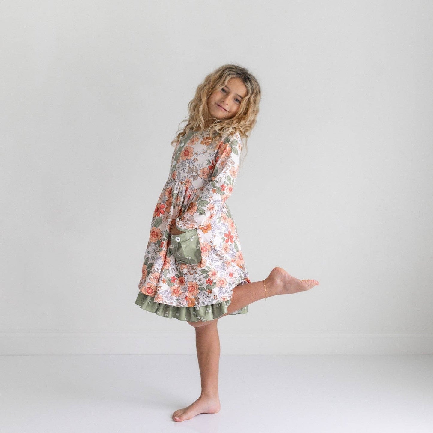 Sage Floral Dress With Pockets